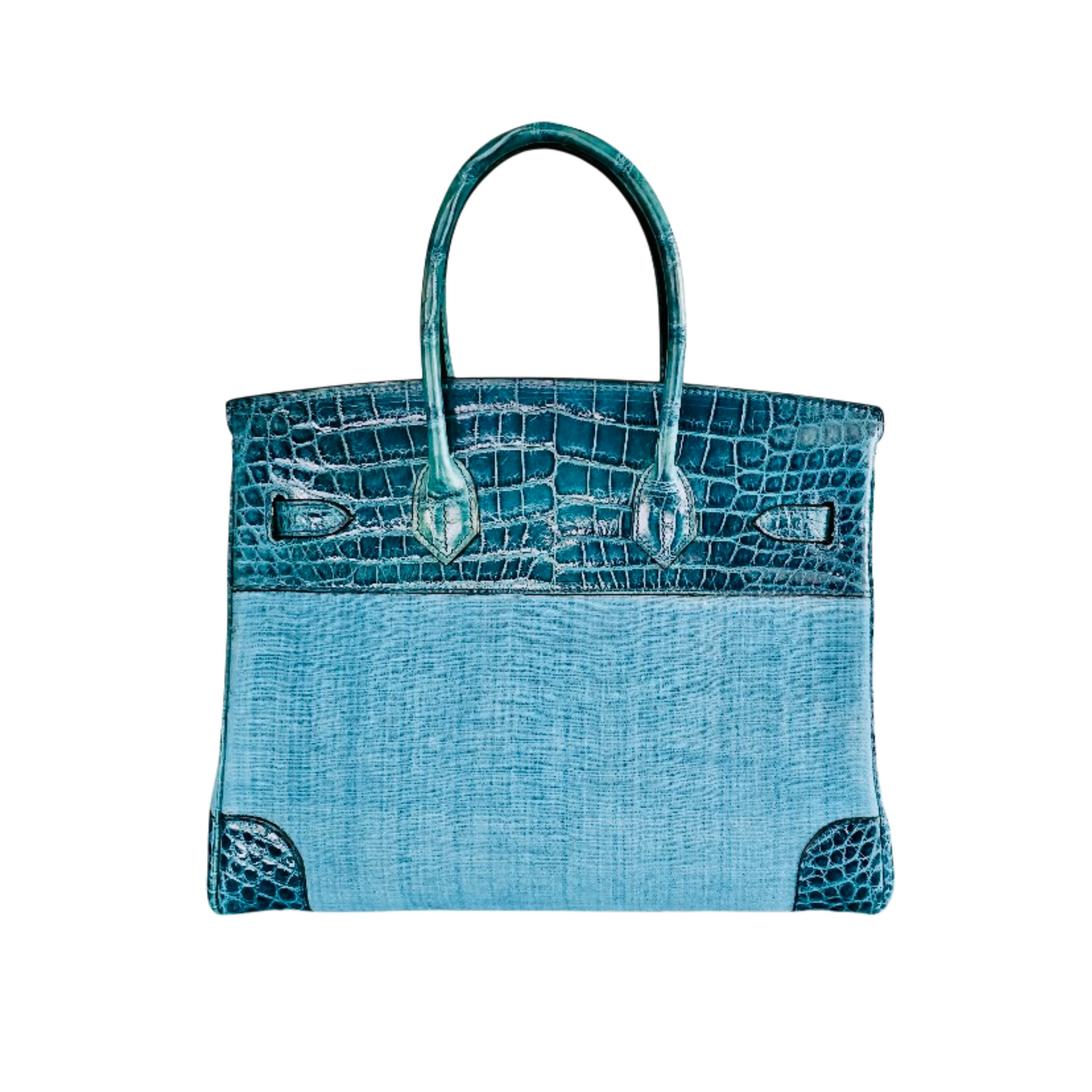 Duchess Handbag in Denim and Crocodile Skin