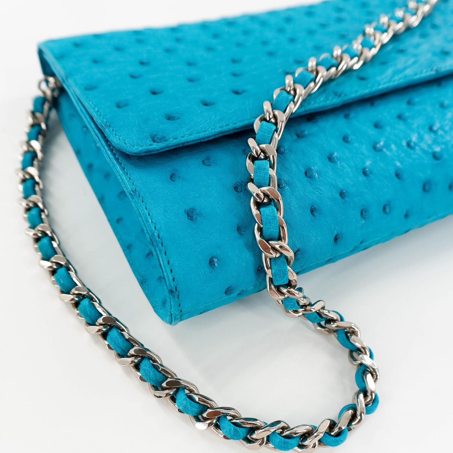 Big Clutch in Turquoise Ostrich