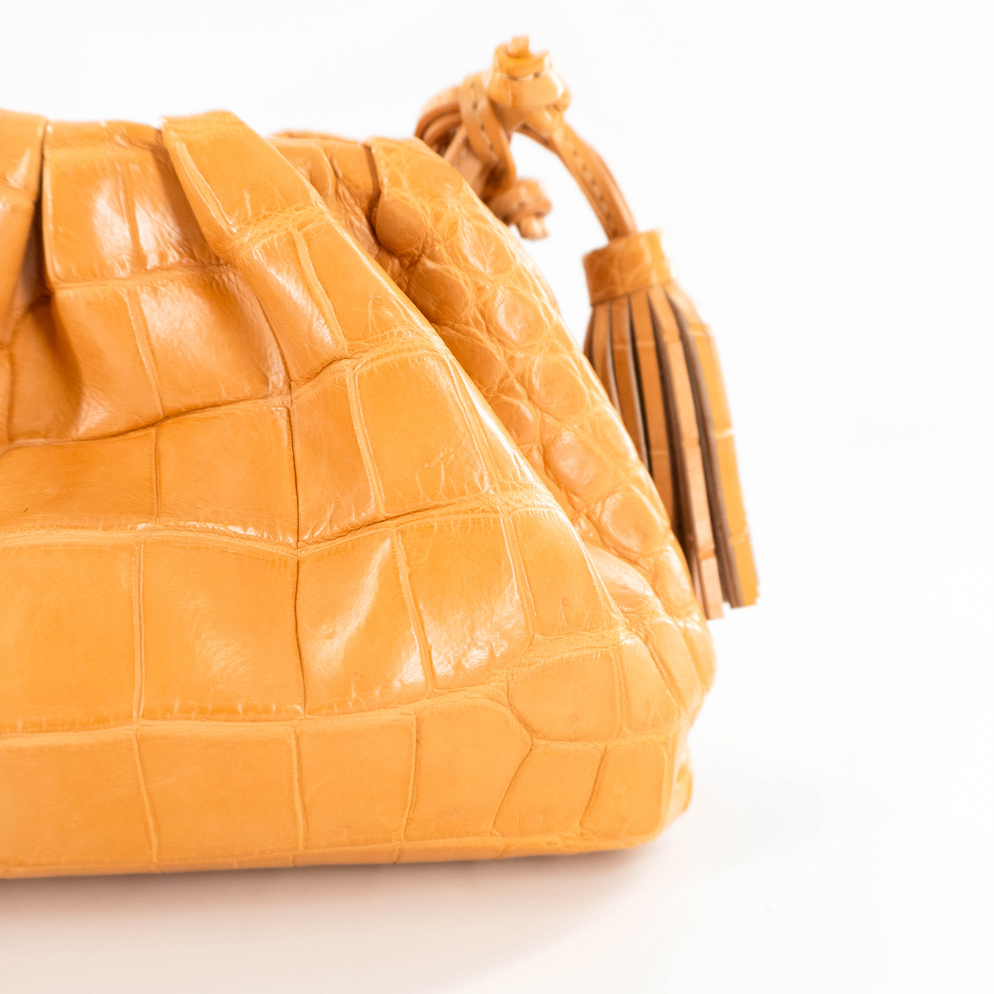 Cloud Clutch in Light Beige Crocodile Belly Skin