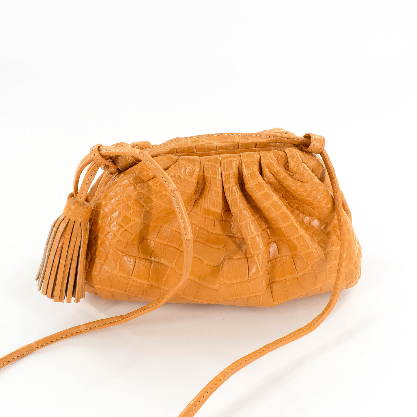 Cloud Clutch in Light Beige Crocodile Belly Skin