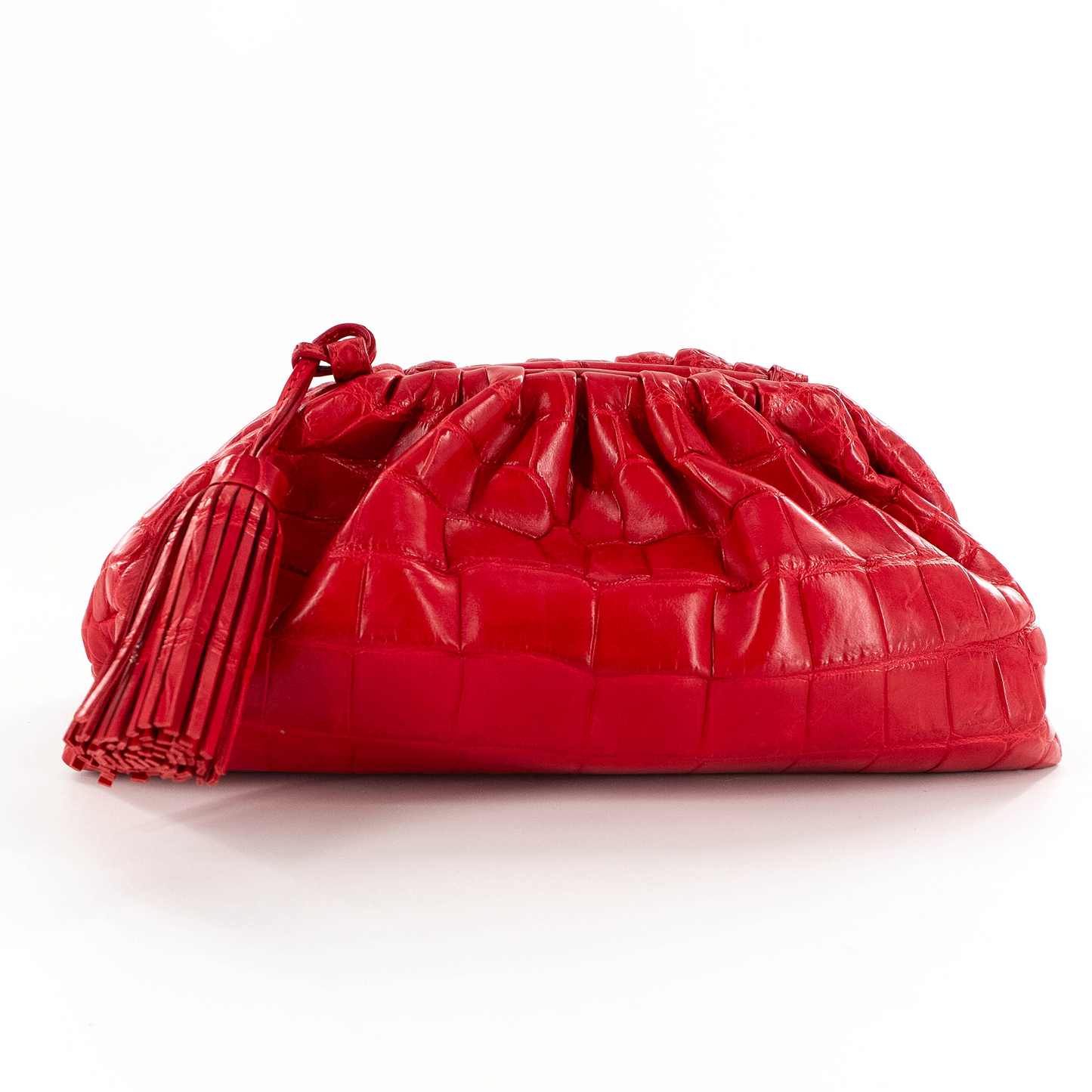 Cloud Clutch in Red Crocodile Belly Skin