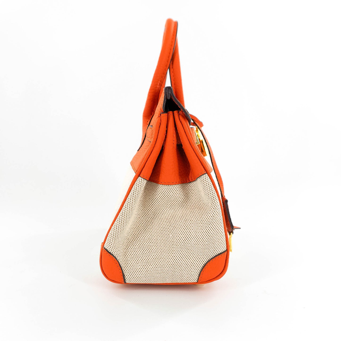 Duchess Handbag in Linen and Orange Leather