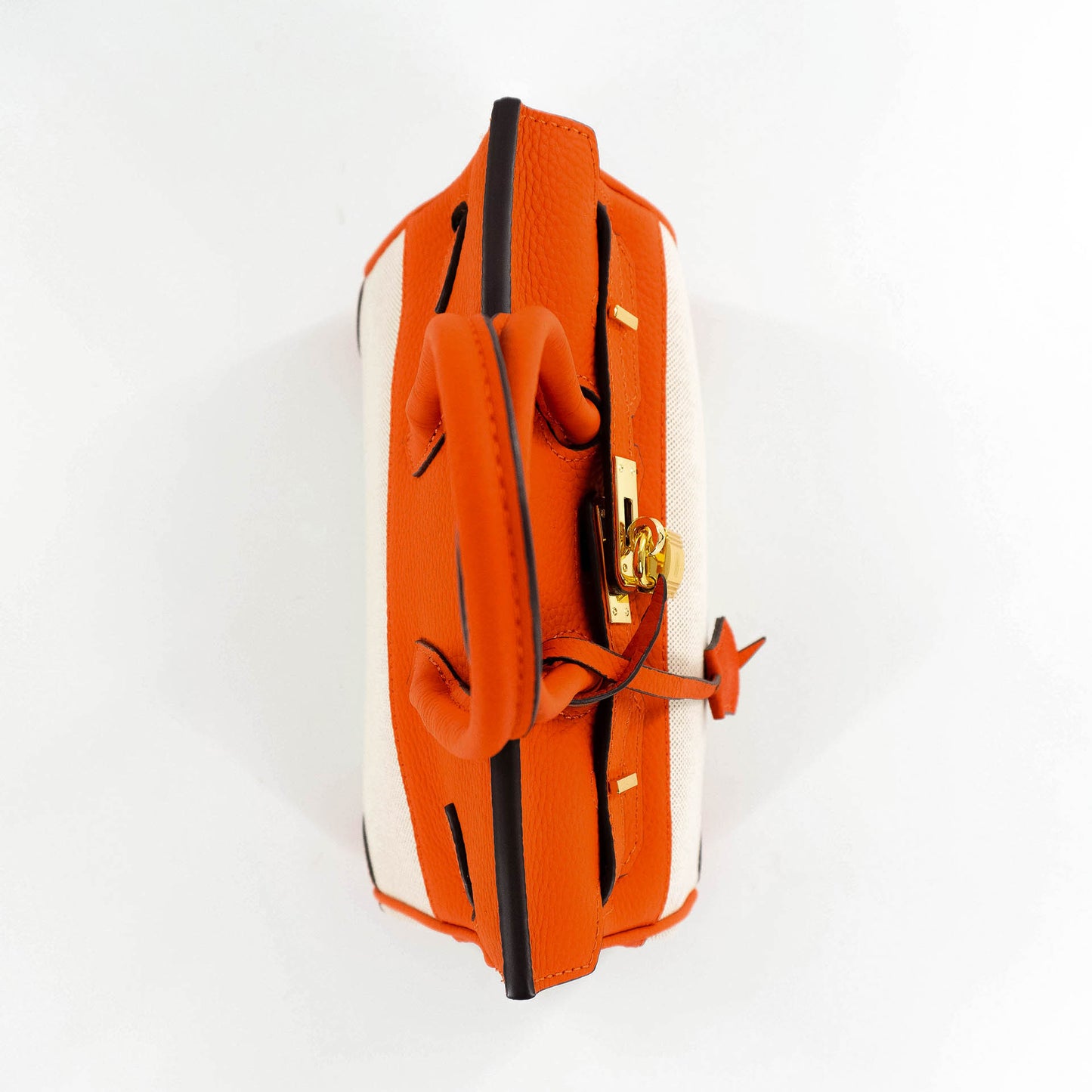Duchess Handbag in Linen and Orange Leather