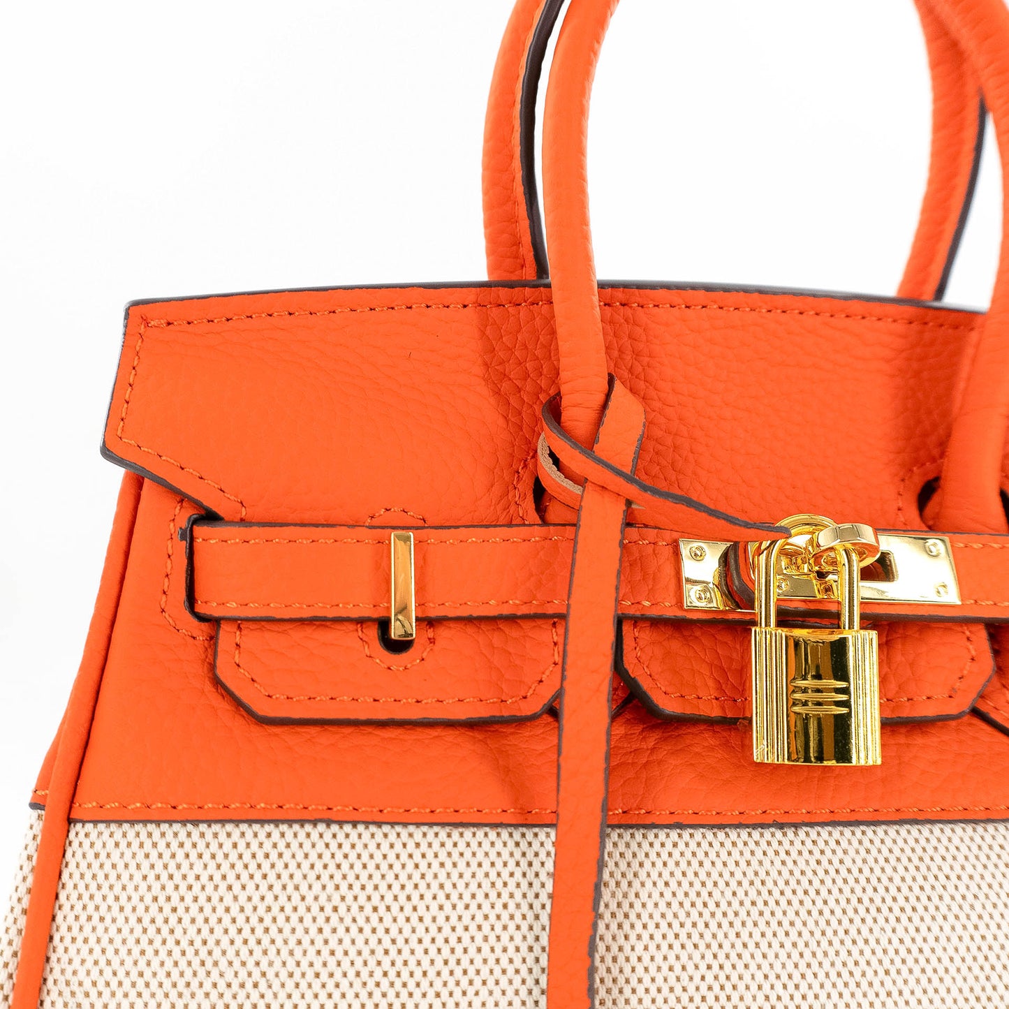 Duchess Handbag in Canvas and Orange Leather