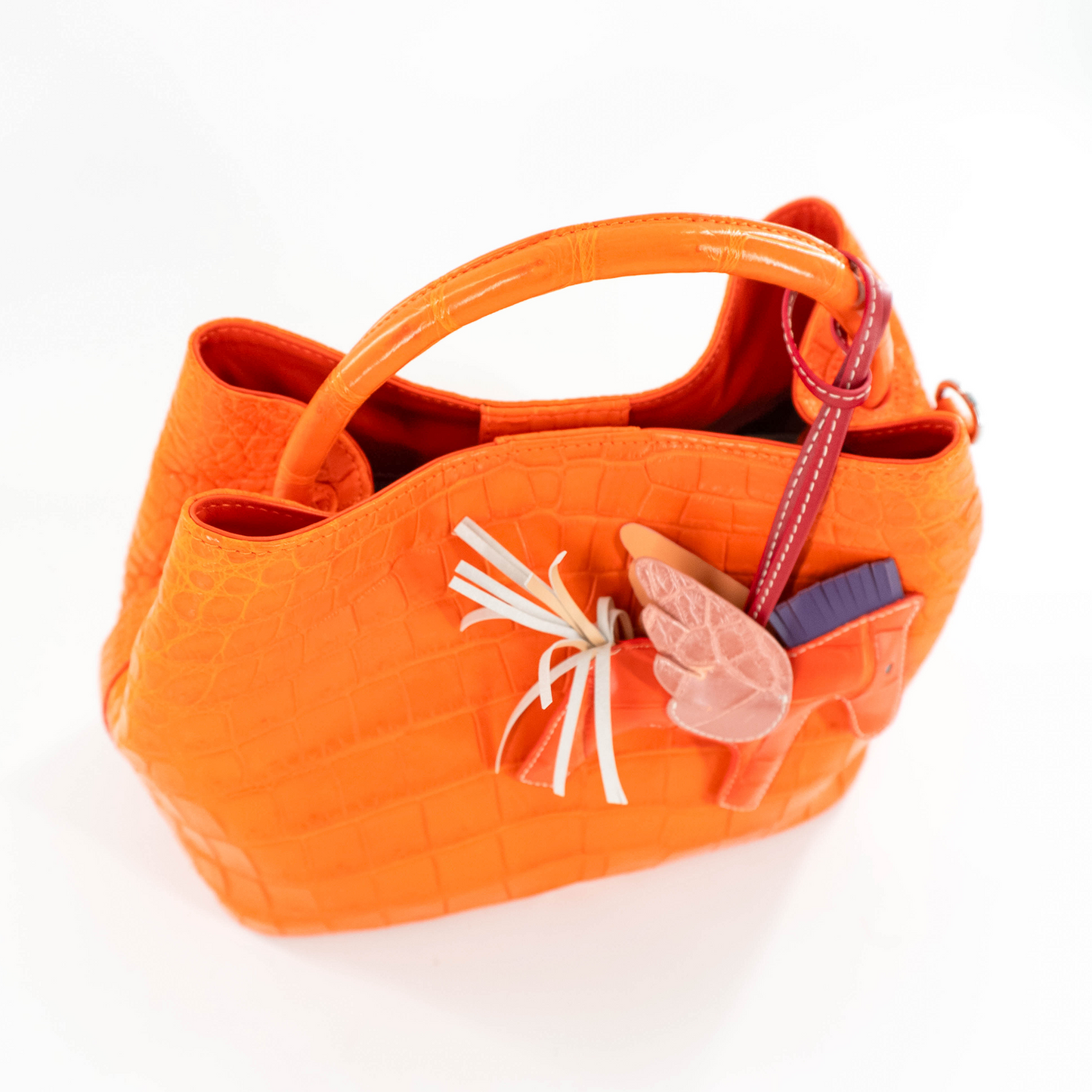 Darling Handbag in Orange Crocodile Belly Skin