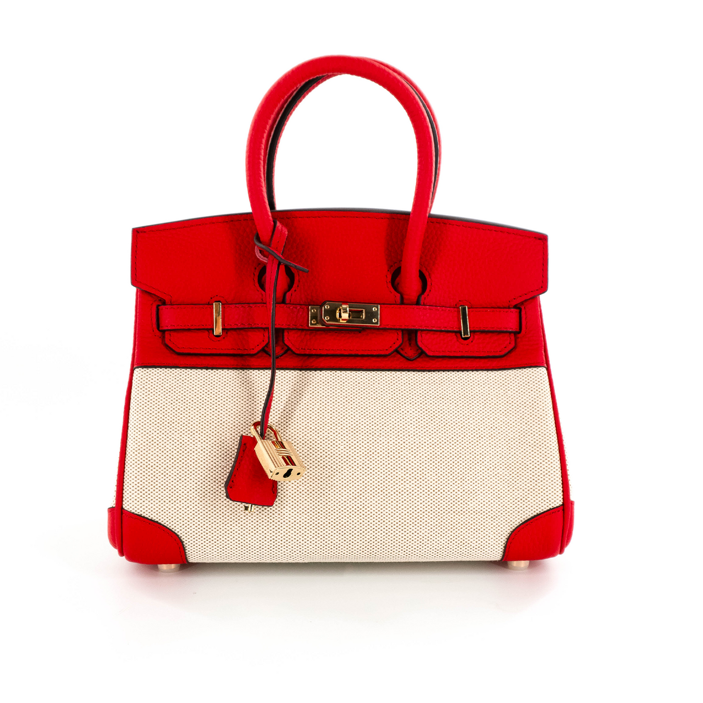 Duchess Handbag in Canvas and Red Leather