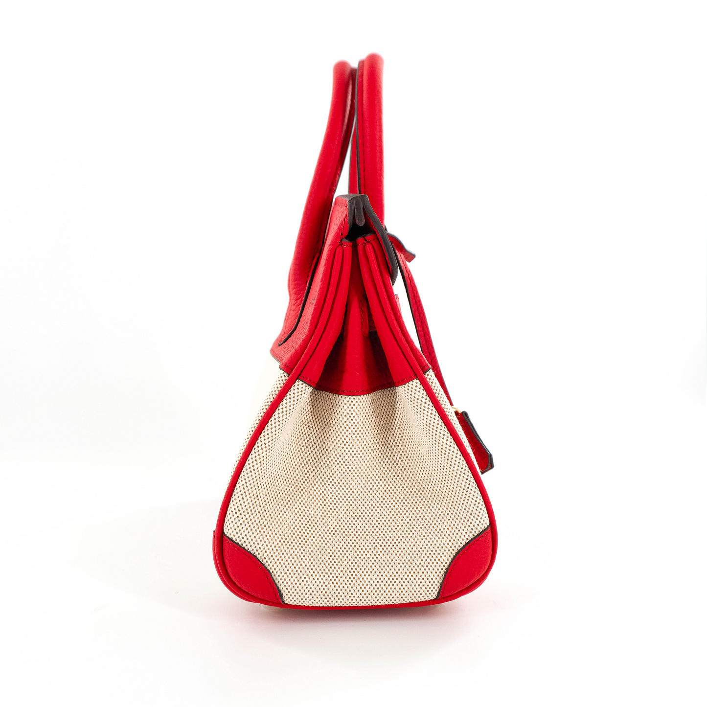 Duchess Handbag in Linen and Red Leather