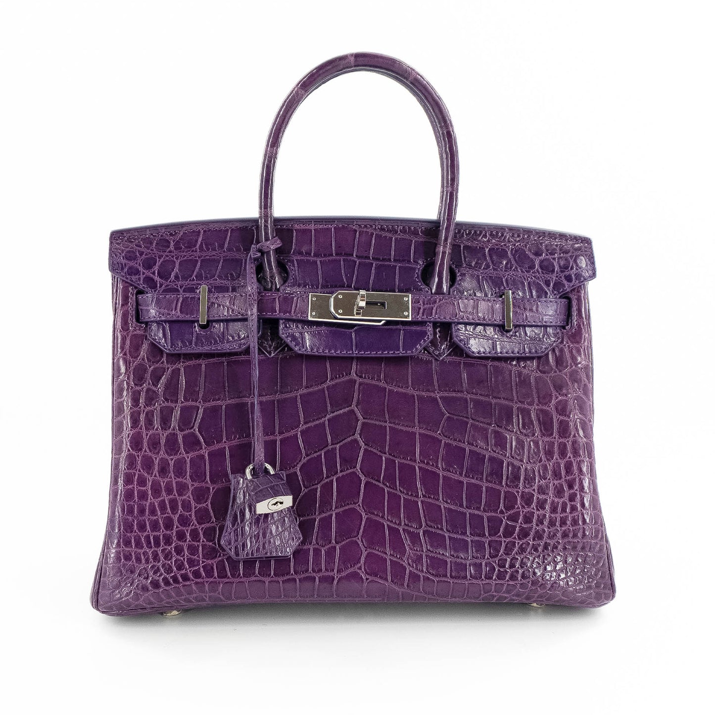 Duchess Handbag in Matte Purple Crocodile Belly Skin