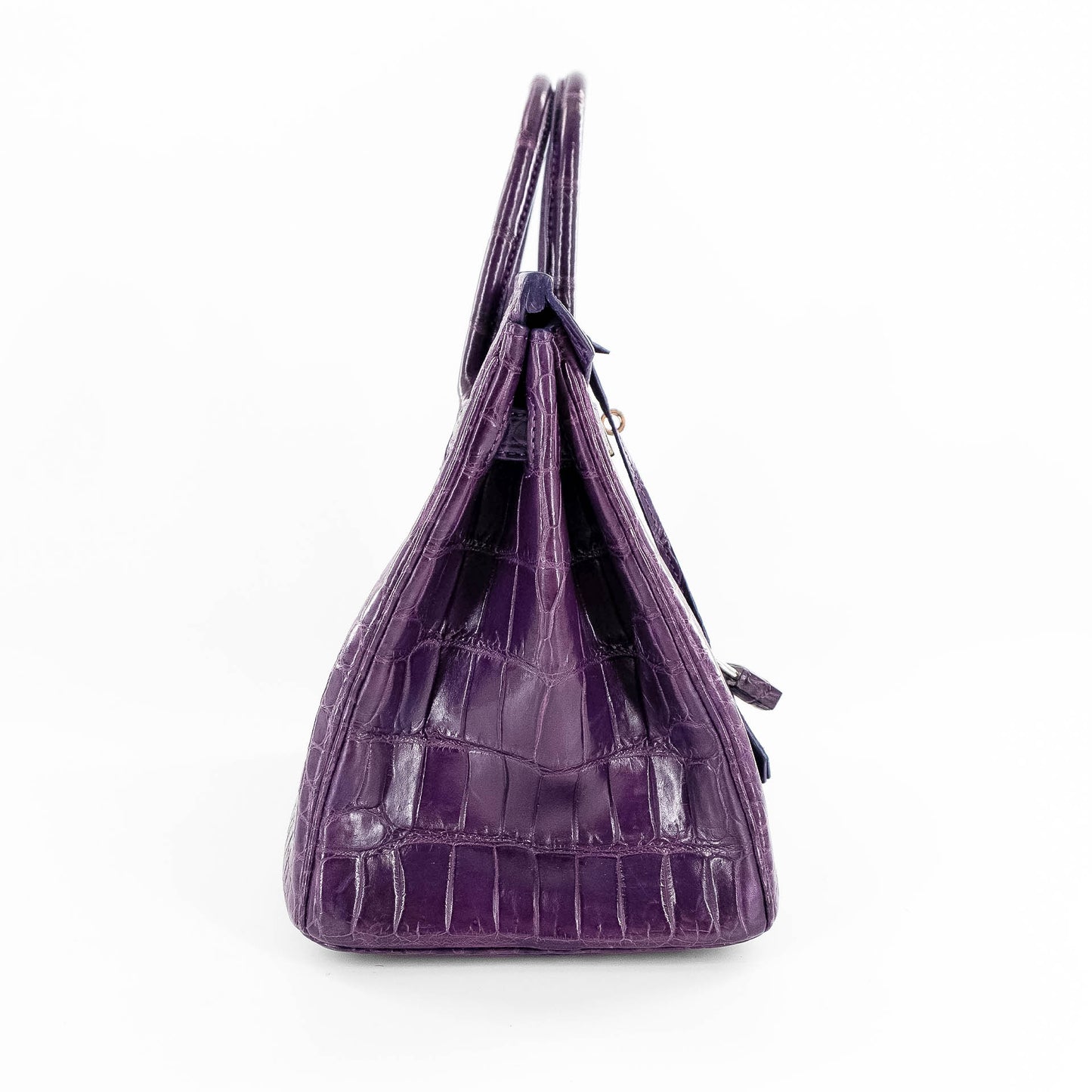 Duchess Handbag in Matte Purple Crocodile Belly Skin