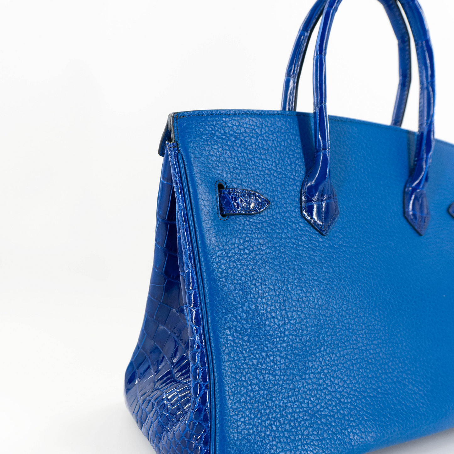 Duchess Handbag in Royal Blue Crocodile Belly Skin & Leather