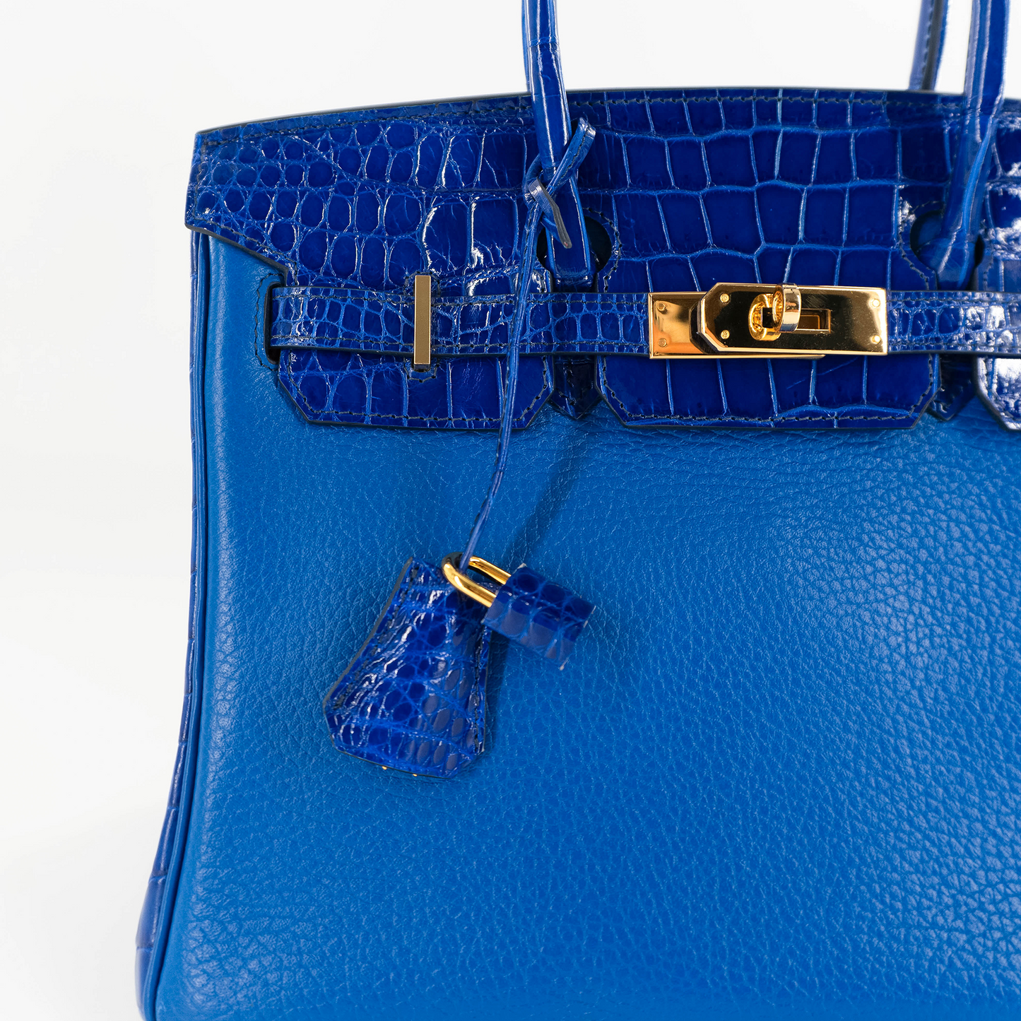 Duchess Handbag in Royal Blue Crocodile Belly Skin & Leather