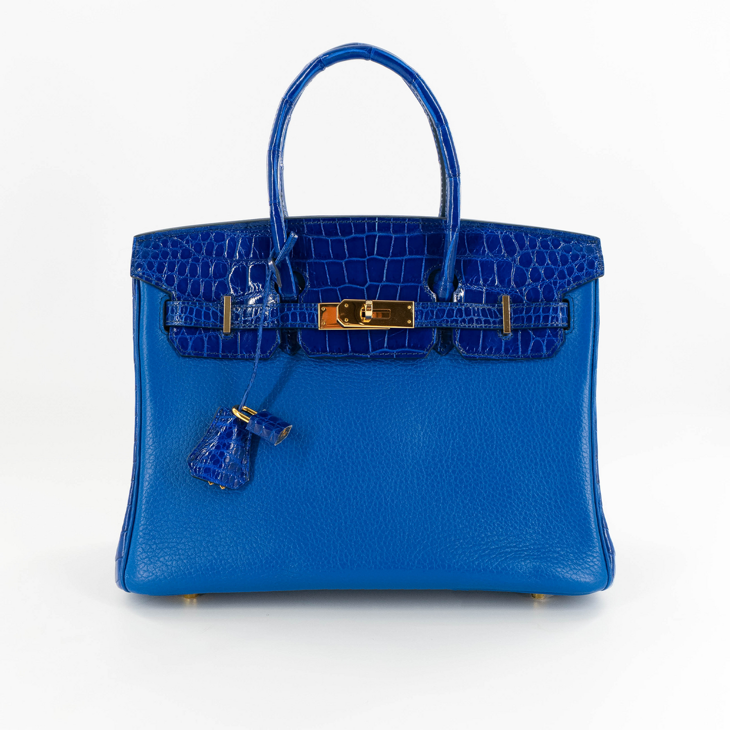 Duchess Handbag in Royal Blue Crocodile Belly Skin & Leather