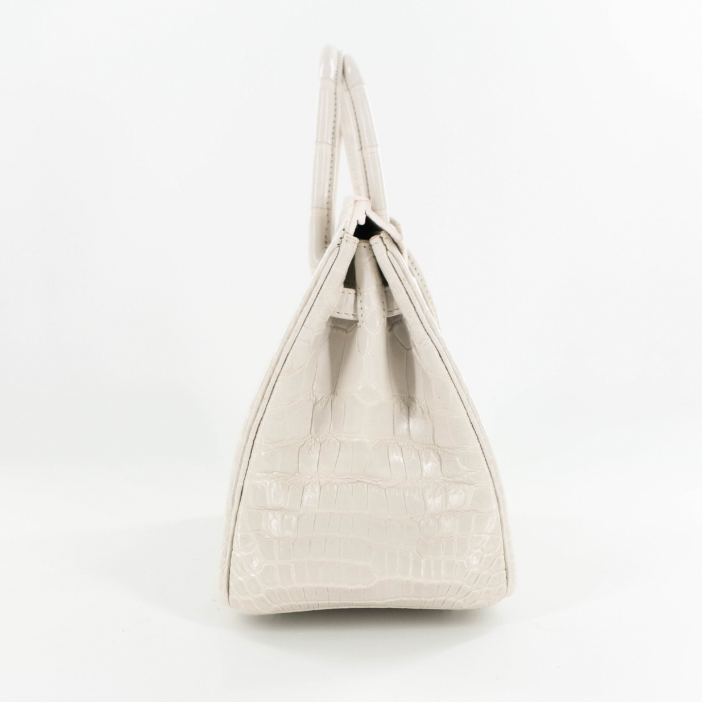 Duchess Handbag in Matte White Crocodile Belly Skin