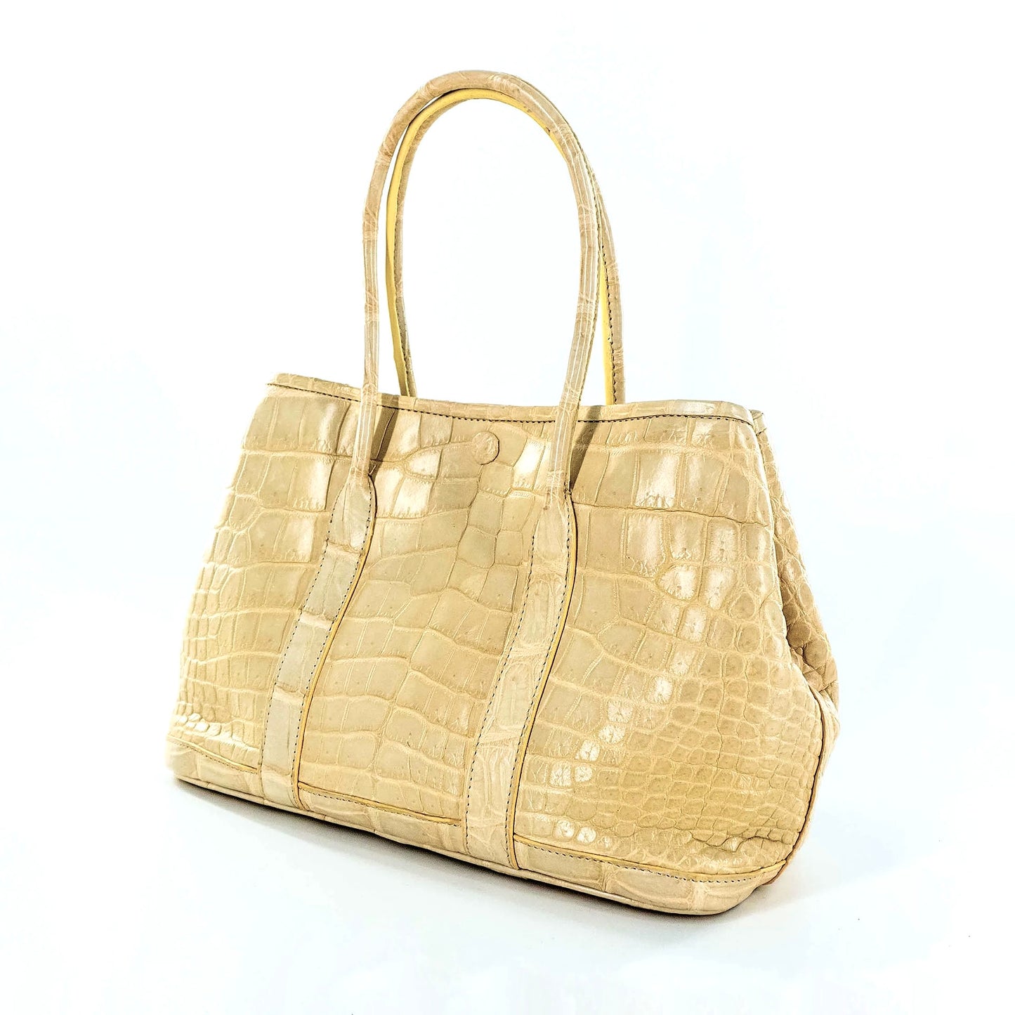 Garden Tote in Matte Cream Crocodile Belly Skin