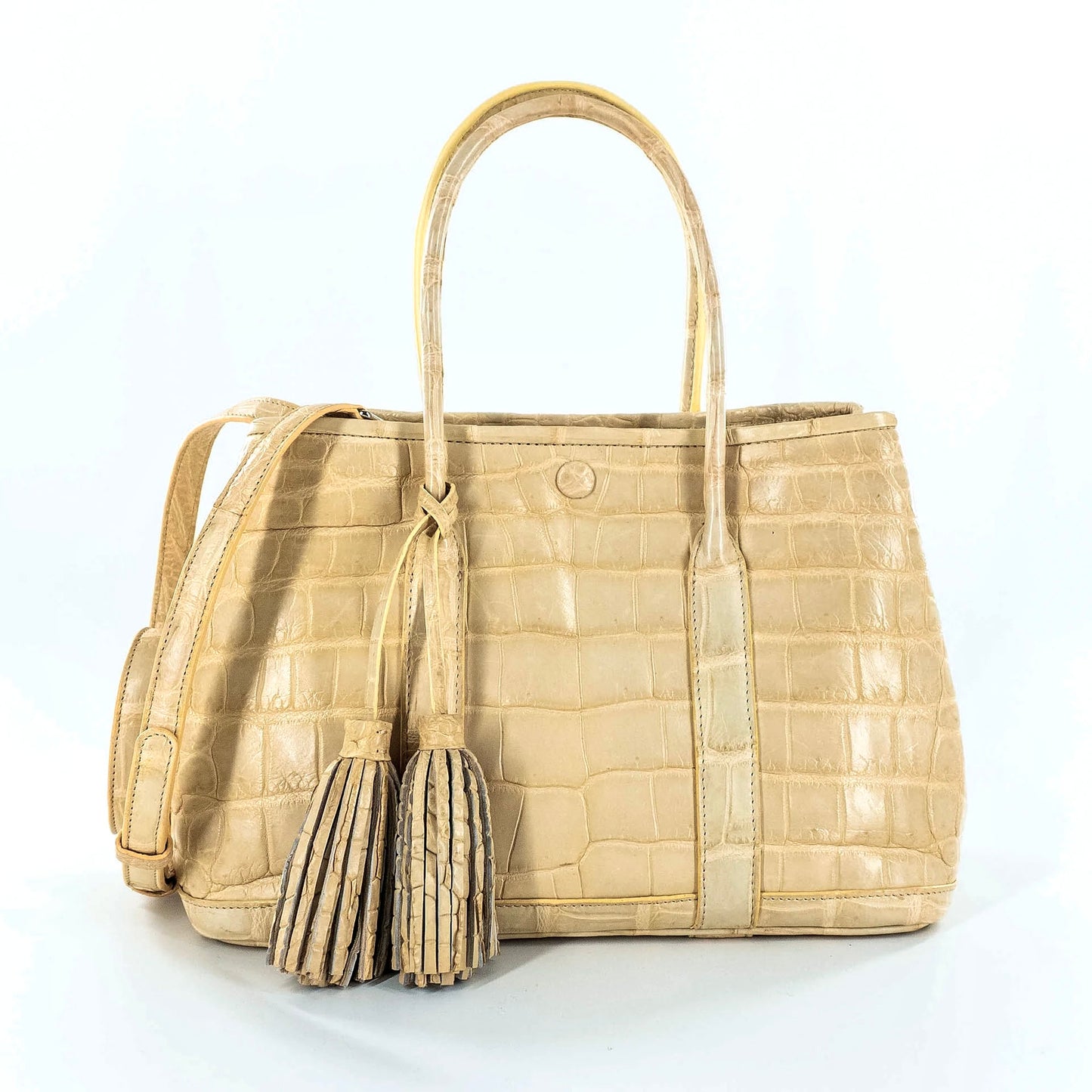 Garden Tote in Matte Cream Crocodile Belly Skin