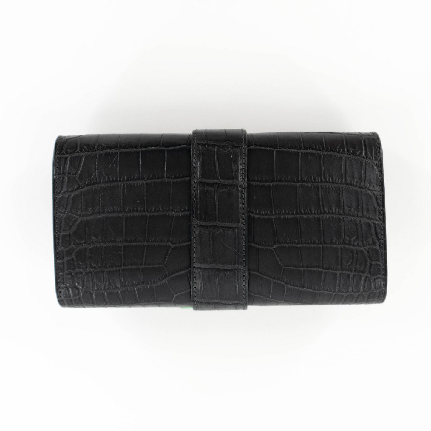 H Clutch in Matte Grey Crocodile Belly Skin