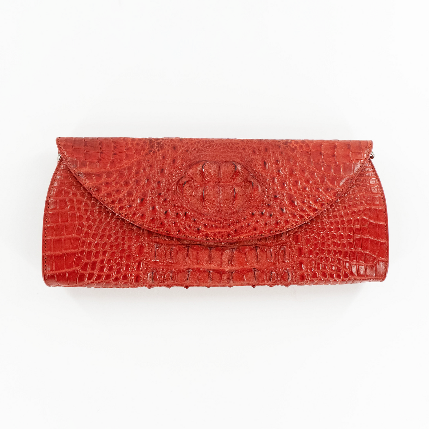 Half Moon Clutch in Cognac Hornback Crocodile Skin