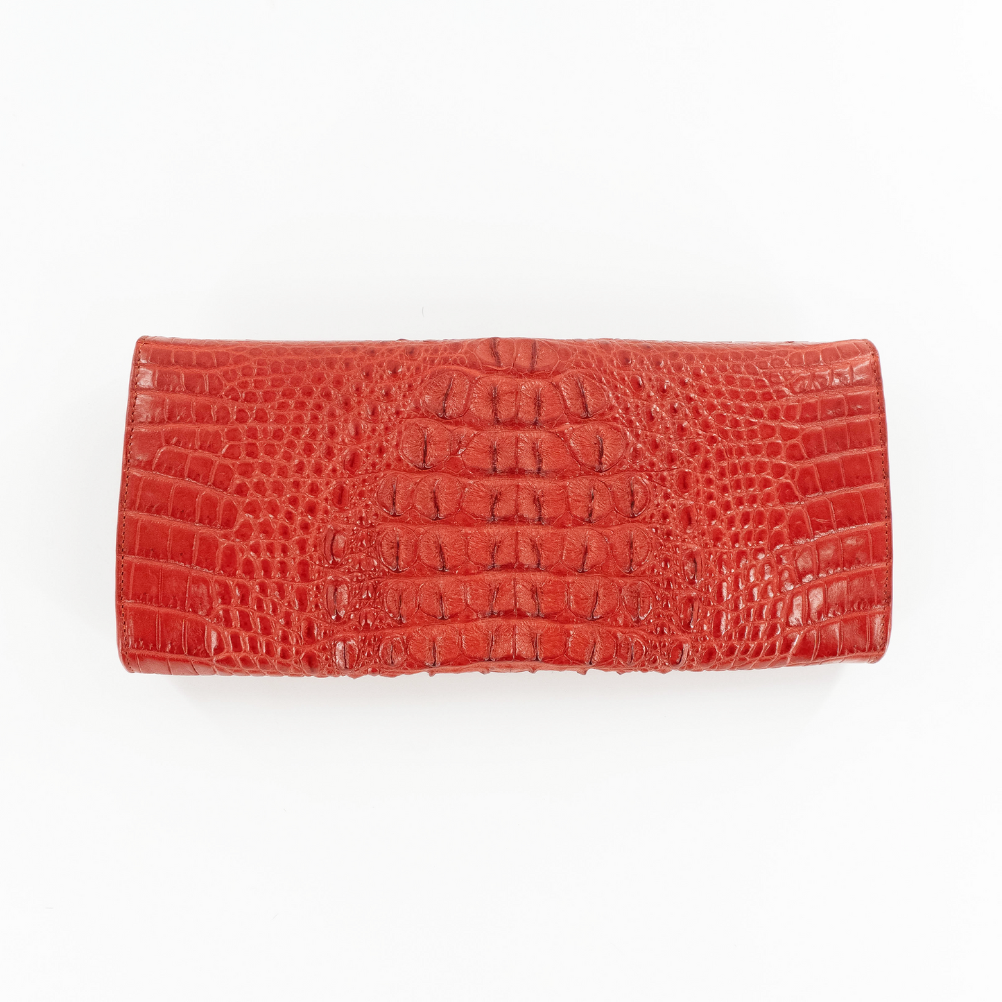 Half Moon Clutch in Cognac Hornback Crocodile Skin