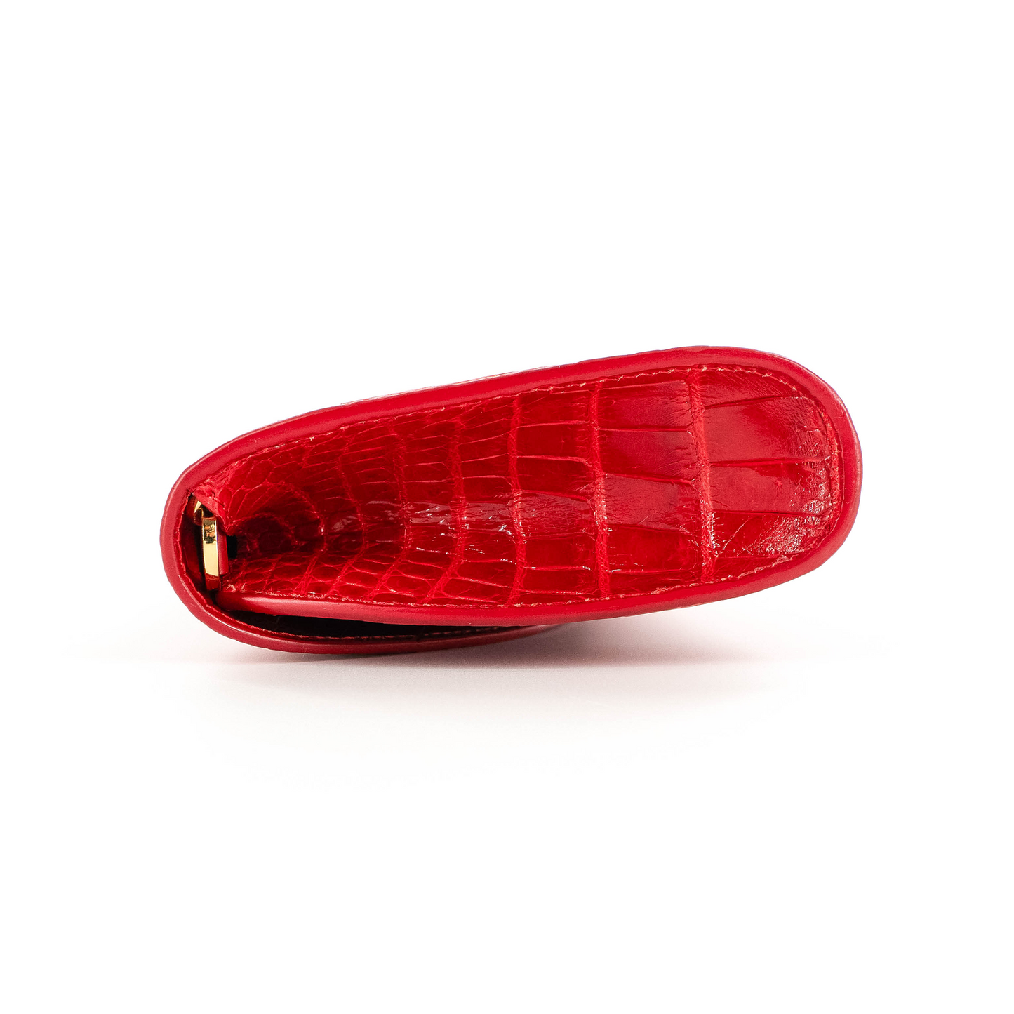 Half Moon Clutch in Shiny Red Crocodile Belly Skin
