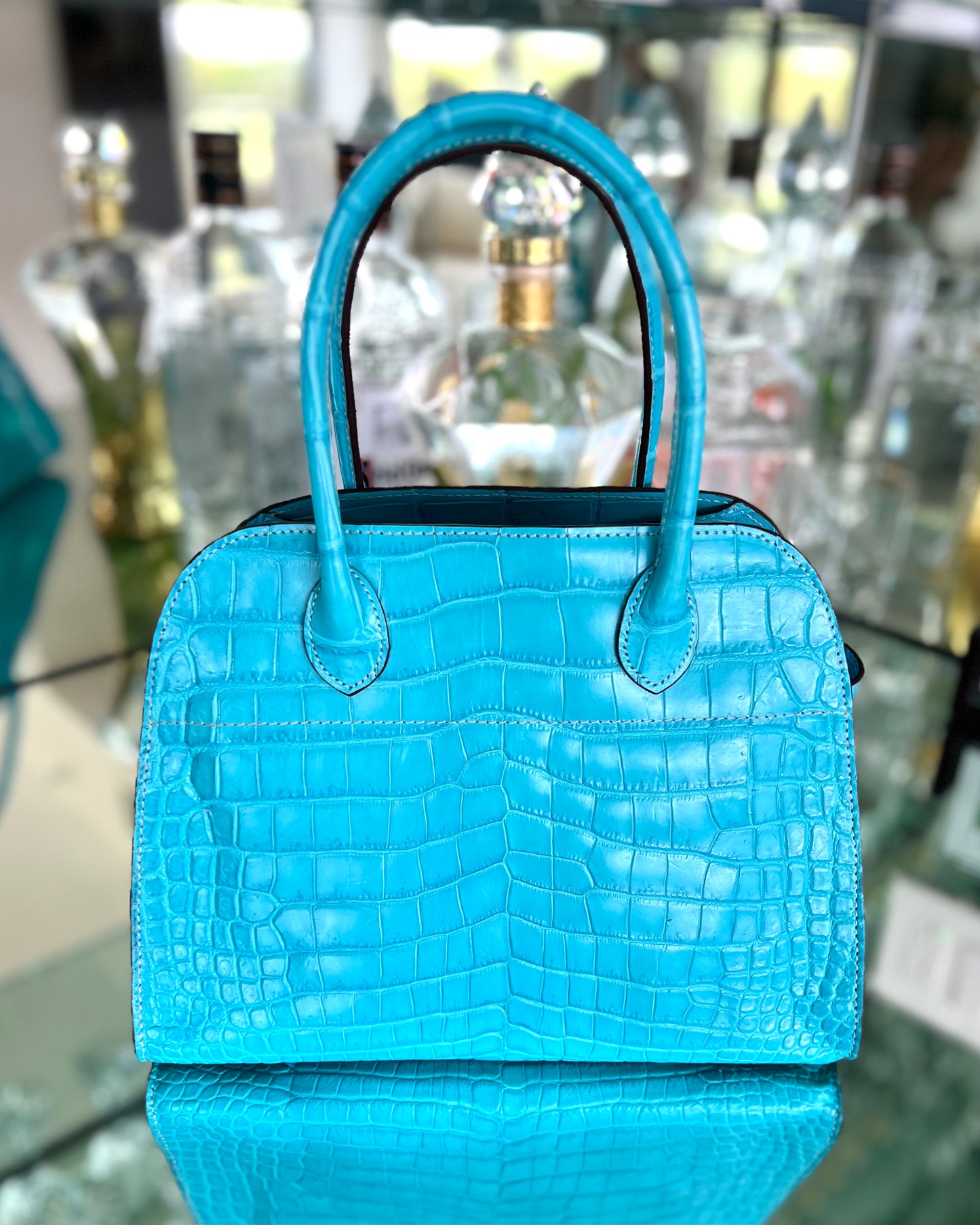 Rowena Handbag in Turquoise Crocodile Skin