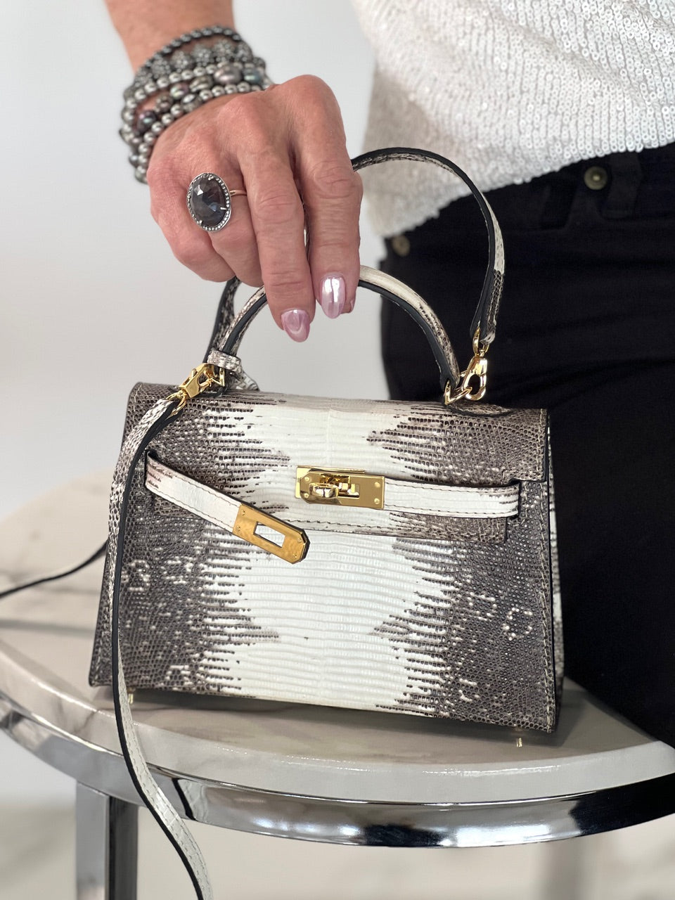 Mini Princess Handbag in Lizard Skin