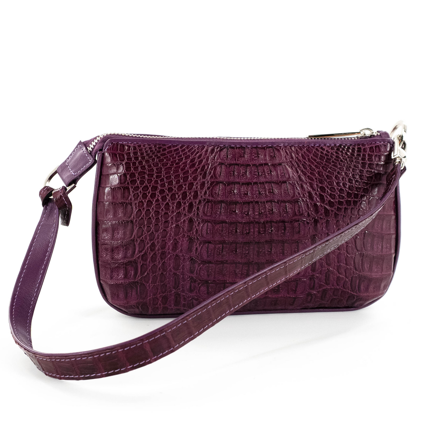 Small Messenger in Purple Hornback Crocodile Skin