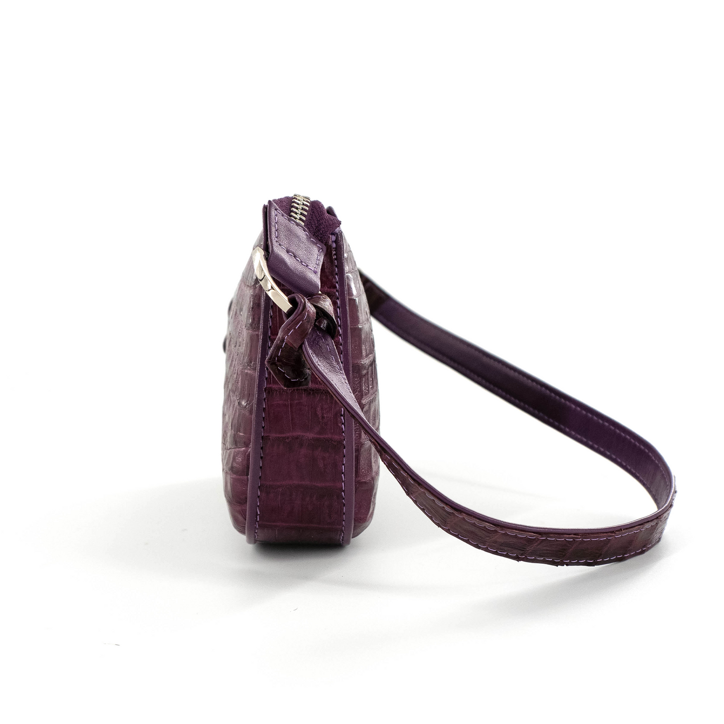 Small Messenger in Purple Hornback Crocodile Skin