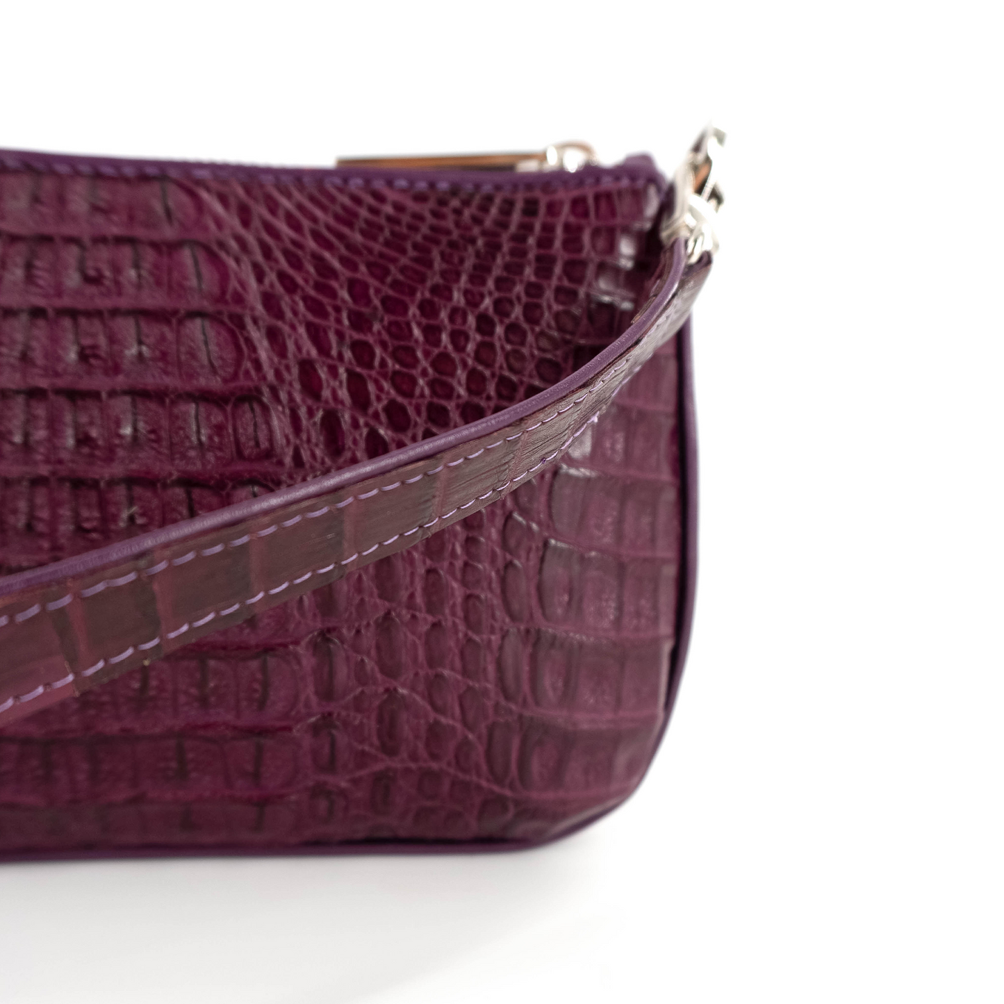 Small Messenger in Purple Hornback Crocodile Skin
