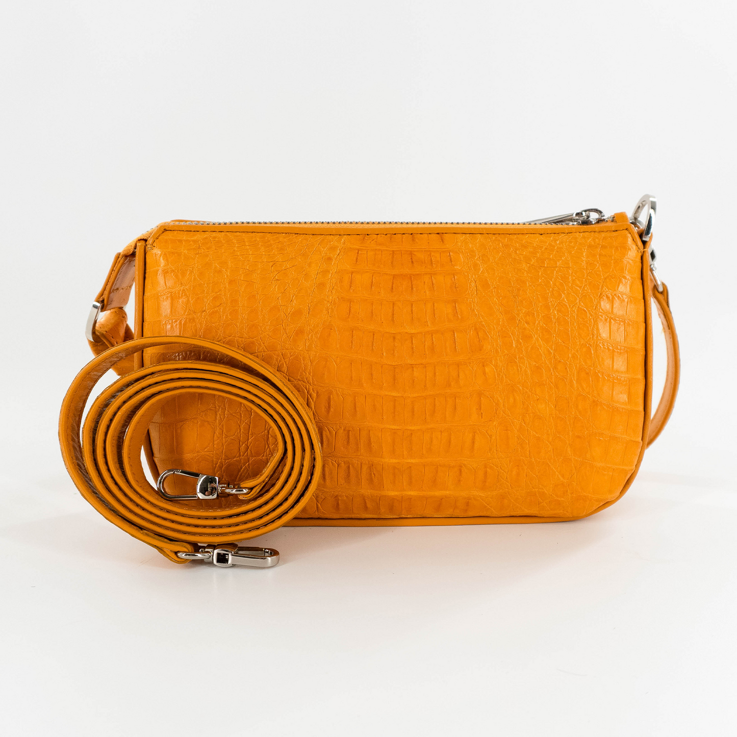 Small Messenger in Yellow Hornback Crocodile Skin