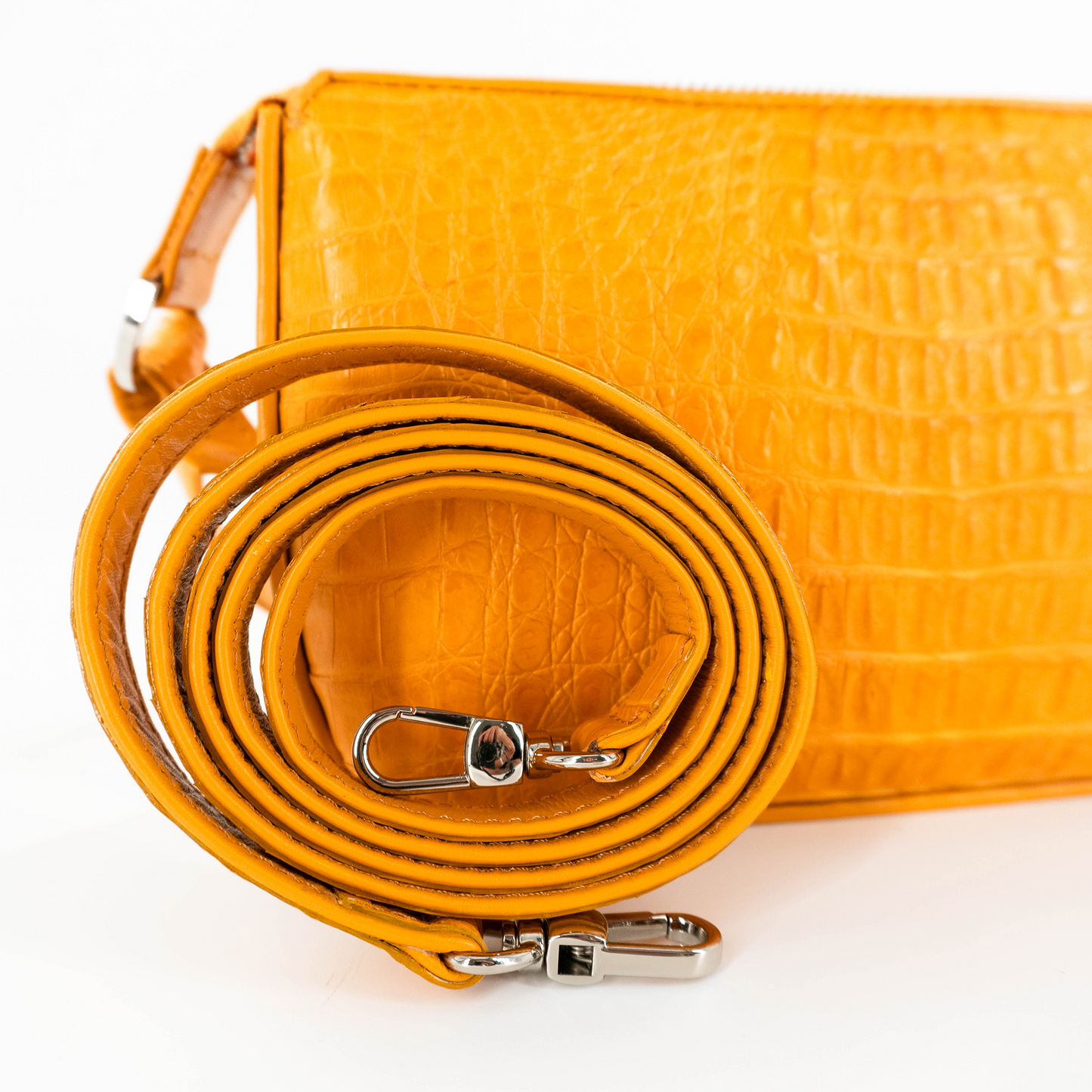 Small Messenger in Yellow Hornback Crocodile Skin