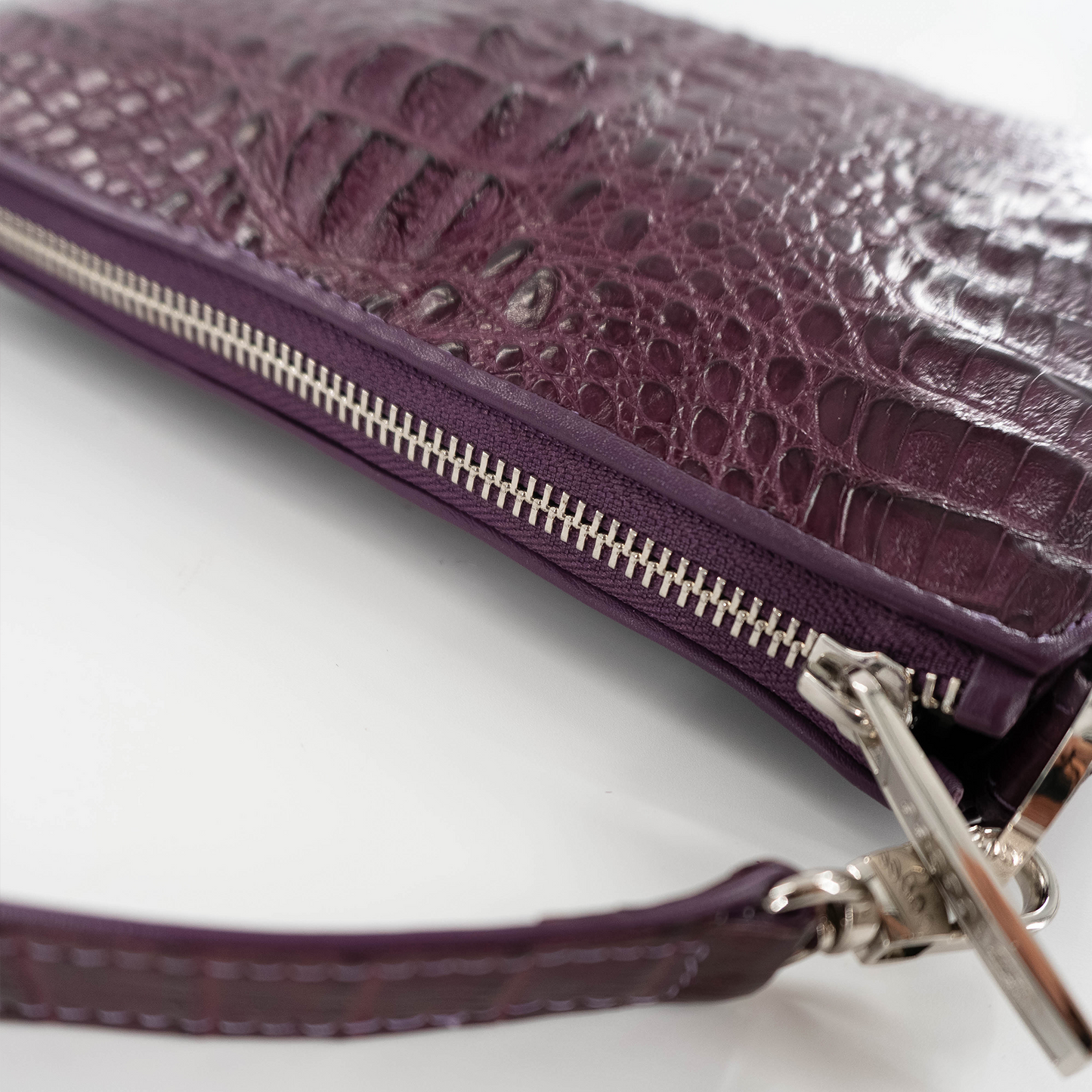 Small Messenger in Purple Hornback Crocodile Skin