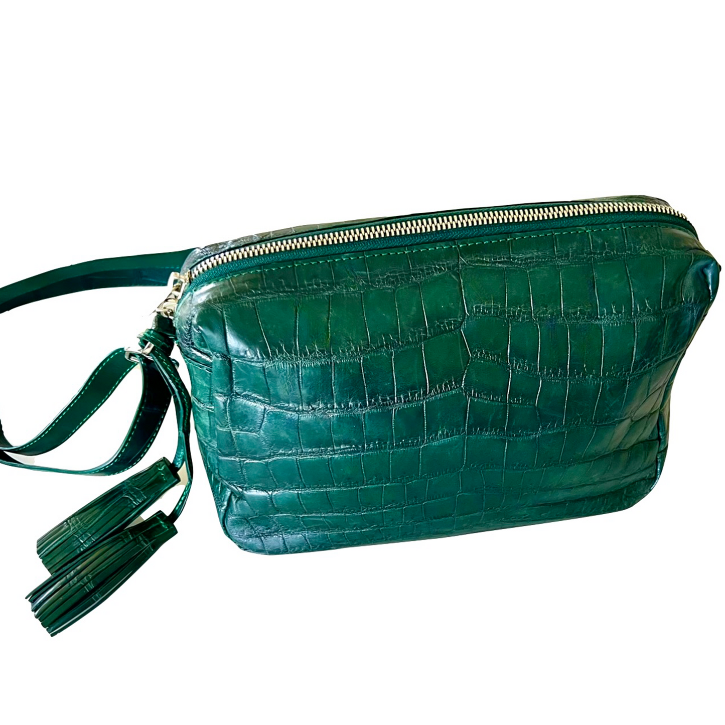 Messenger in Green Matte Crocodile Belly Skin