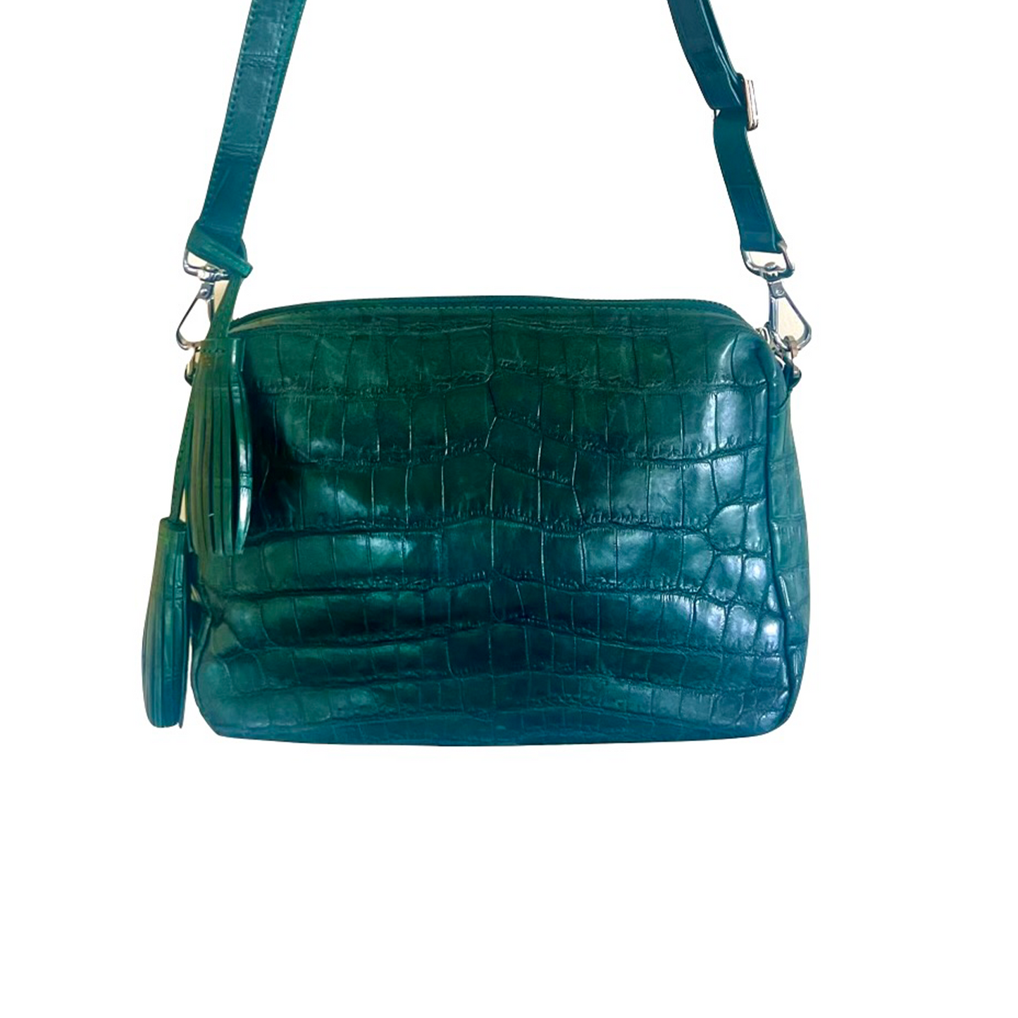 Messenger in Green Matte Crocodile Belly Skin