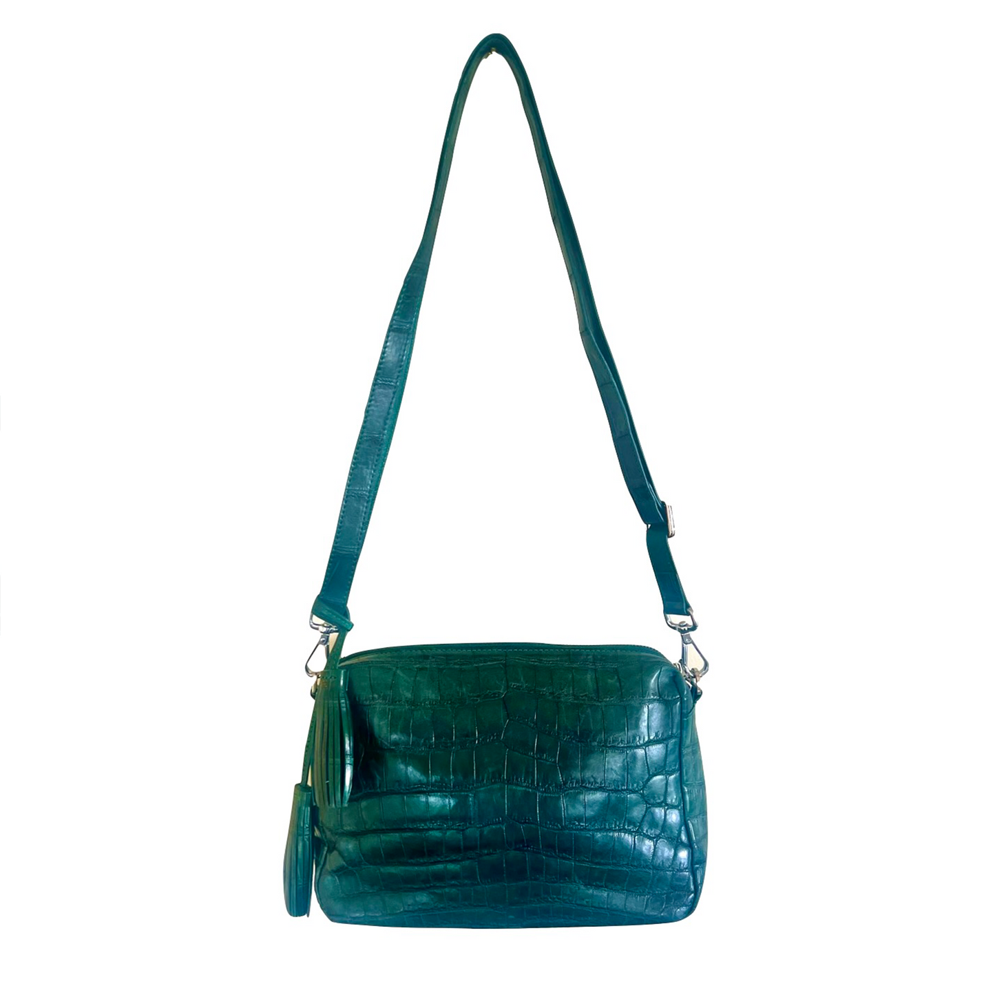 Messenger in Green Matte Crocodile Belly Skin