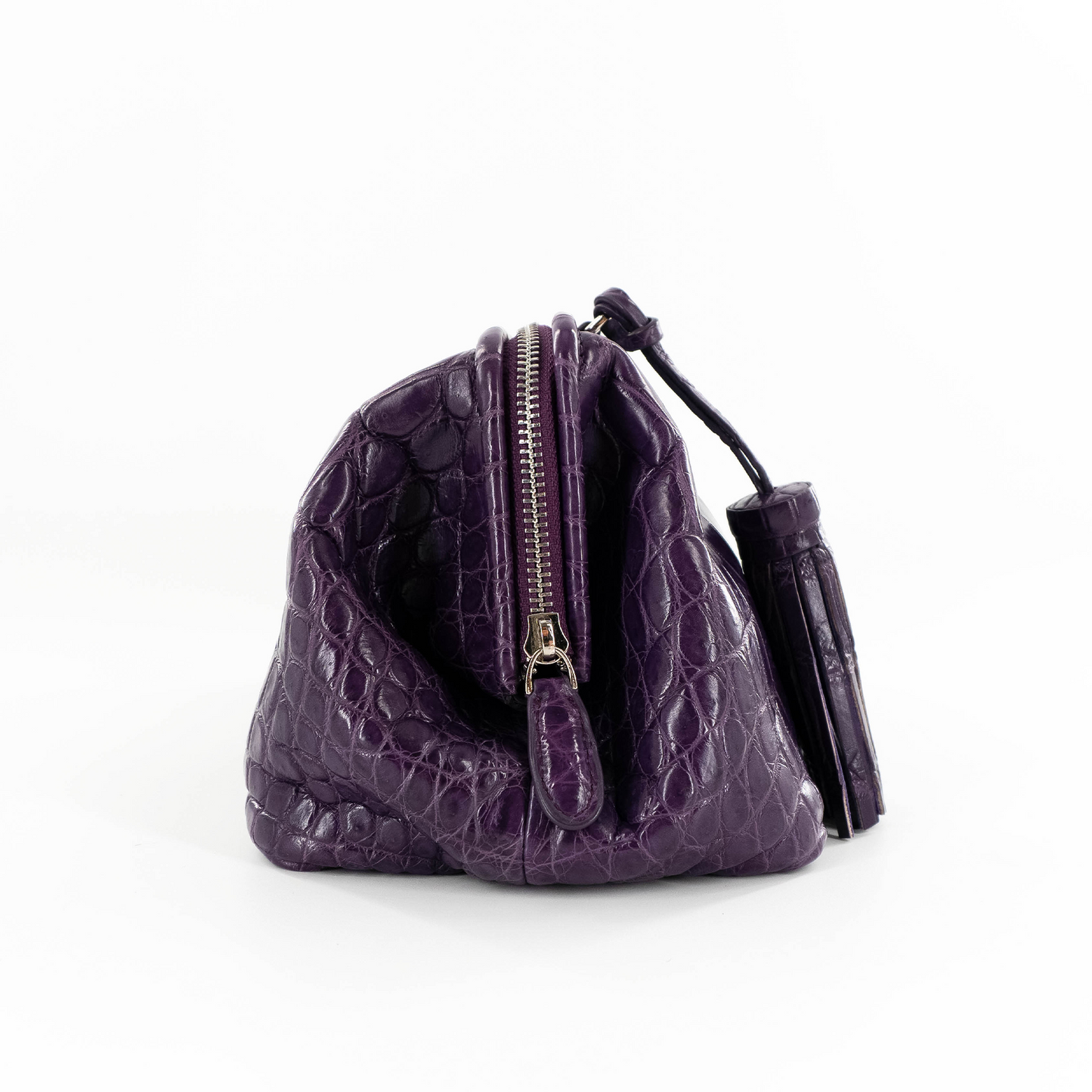 New Clutch in Matte Purple Crocodile Belly Skin
