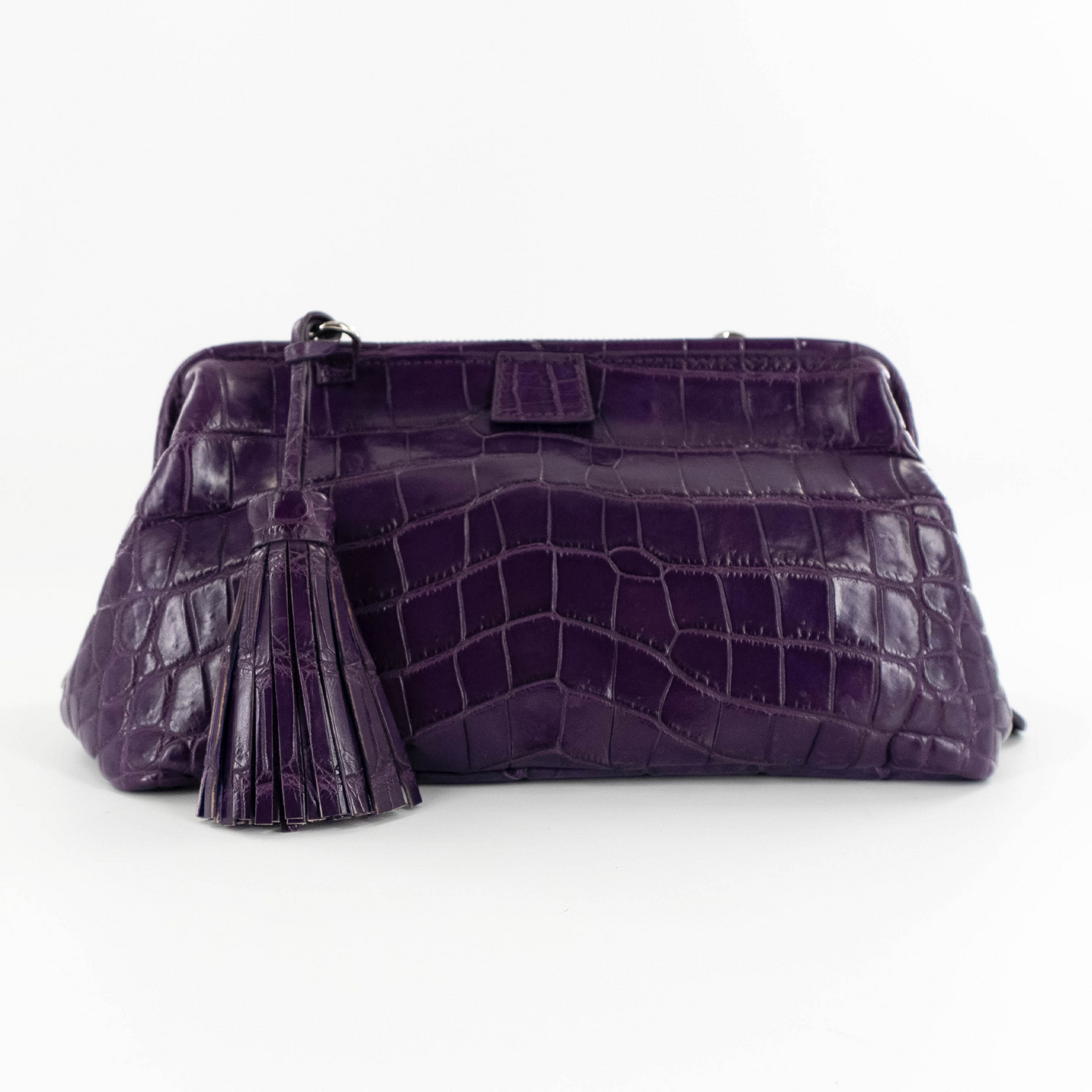 New Clutch in Matte Purple Crocodile Belly Skin