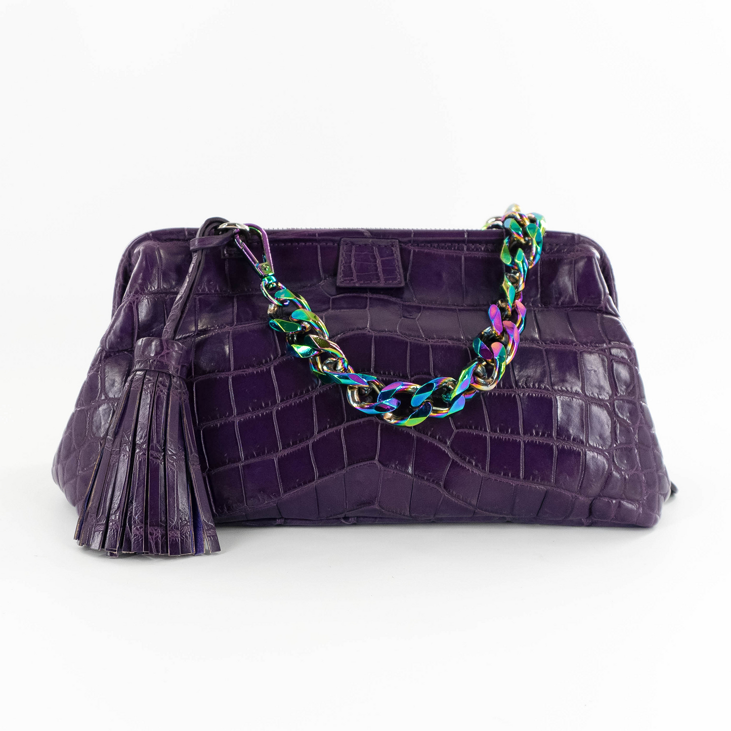 New Clutch in Matte Purple Crocodile Belly Skin