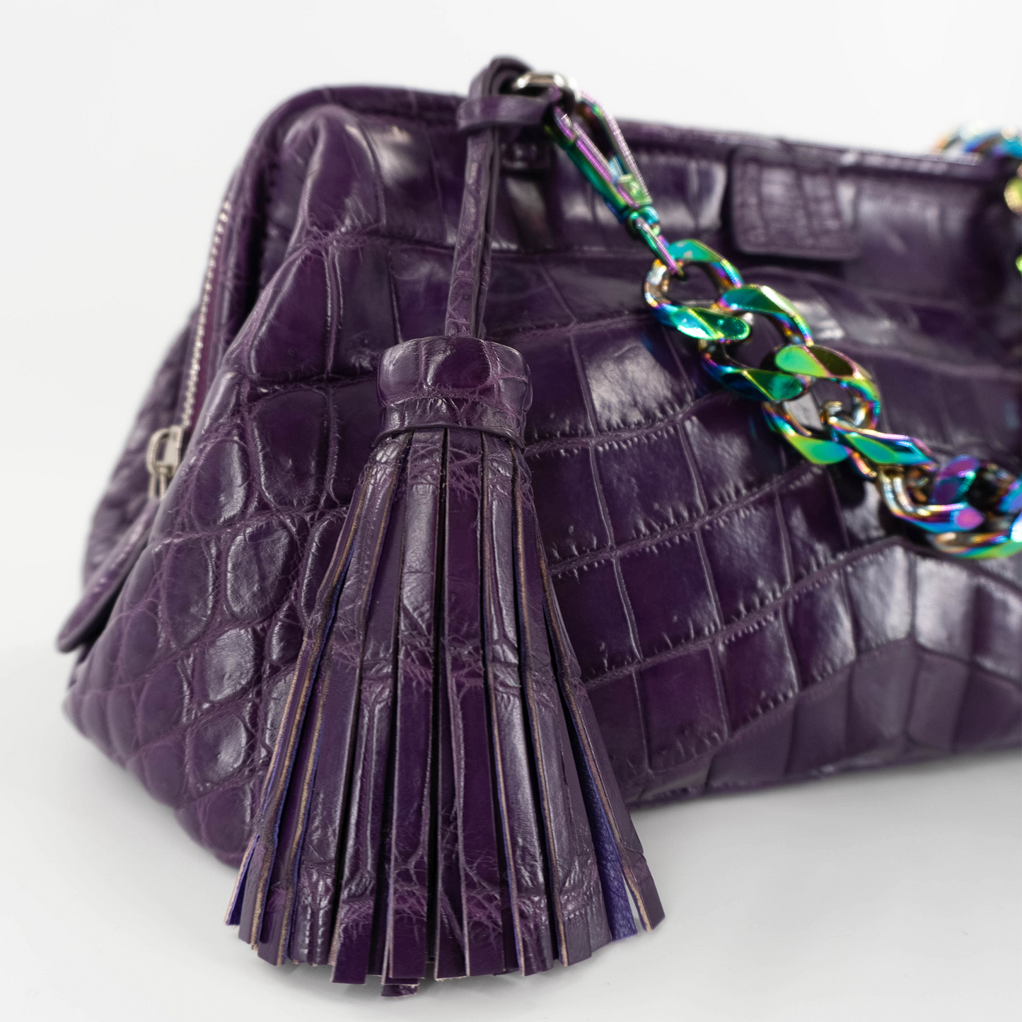 New Clutch in Matte Purple Crocodile Belly Skin