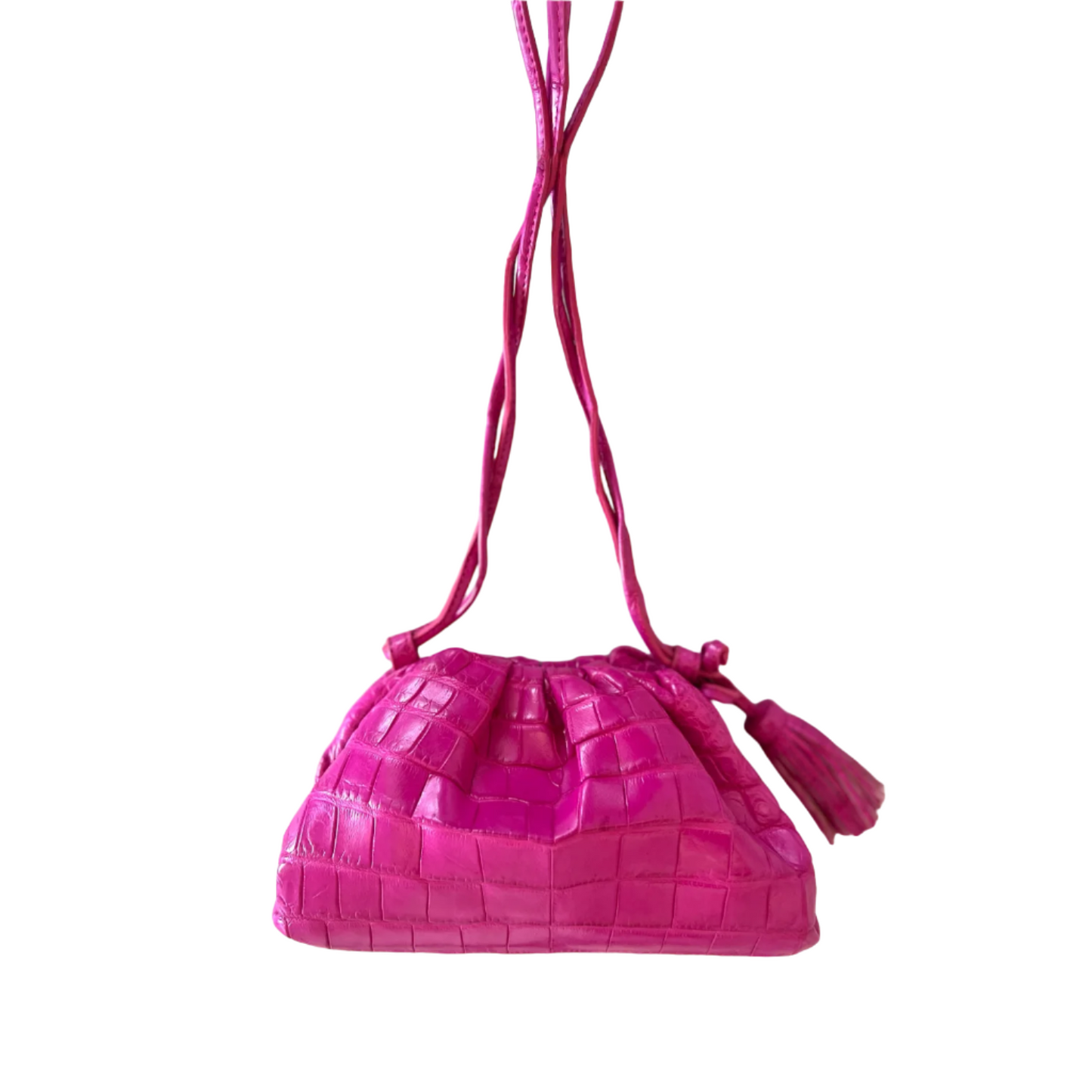 Cloud Clutch in Fuchsia Pink Crocodile Belly Skin