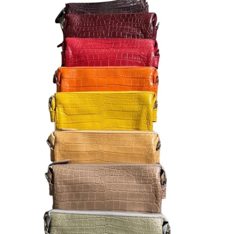 Messenger in Green Matte Crocodile Belly Skin