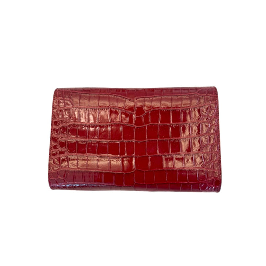 Carmen Clutch in Red Crocodile Belly Skin