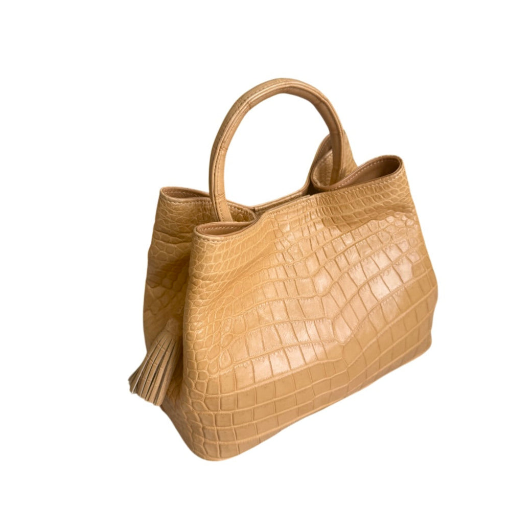 Darling Handbag in Beige Crocodile Belly Skin