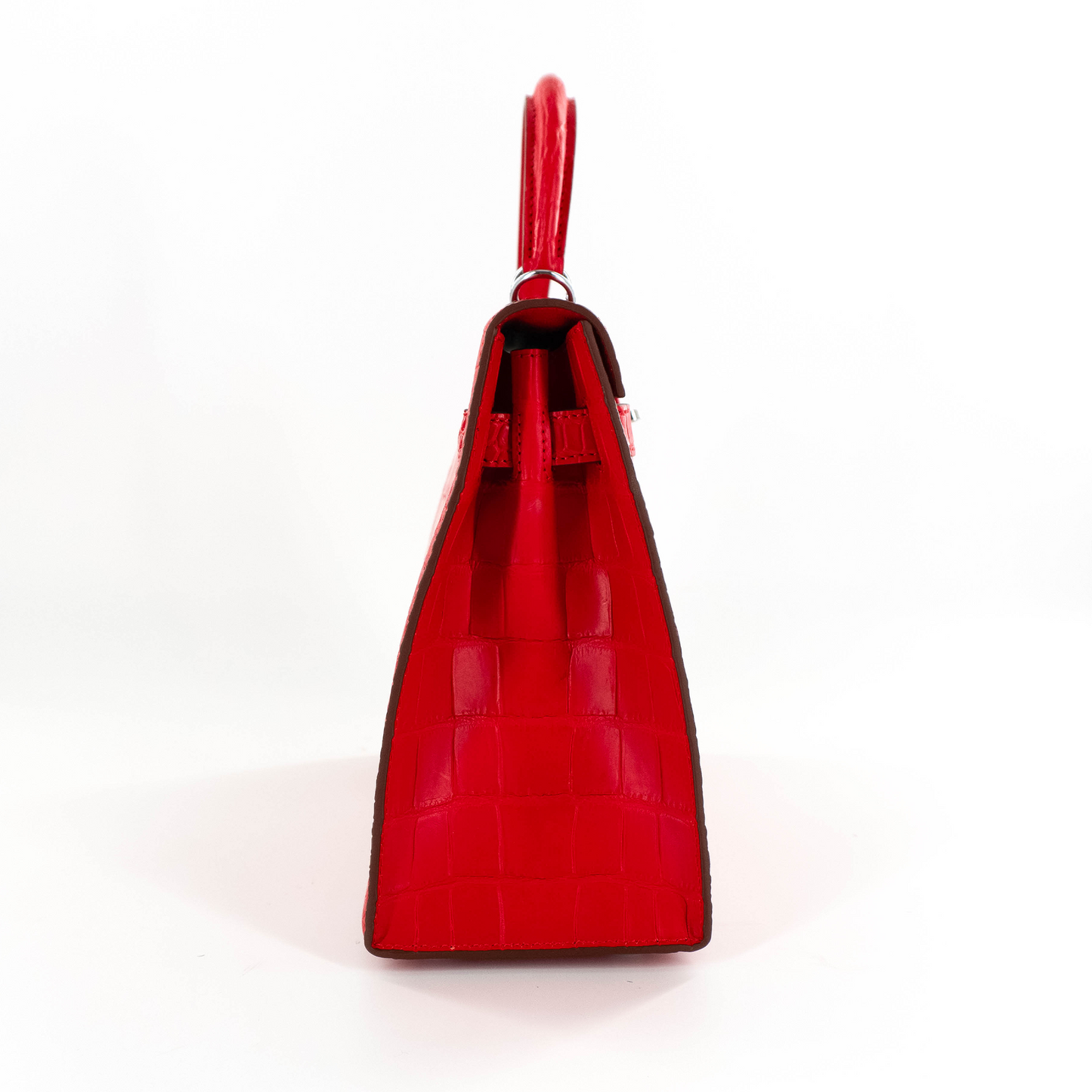 Princess Handbag in Matte Red Crocodile Belly Skin