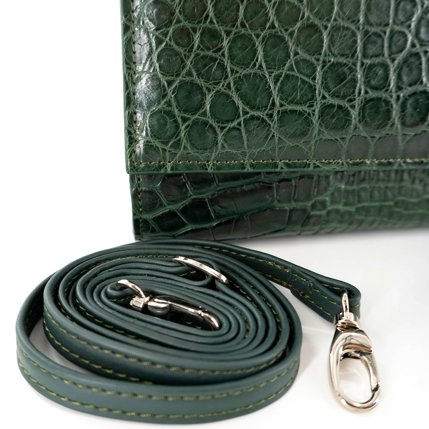 Pro Clutch in Matte Green Crocodile Belly Skin