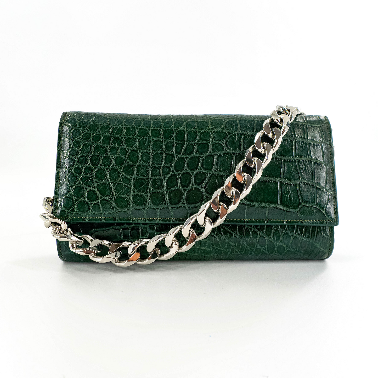 Pro Clutch in Matte Green Crocodile Belly Skin