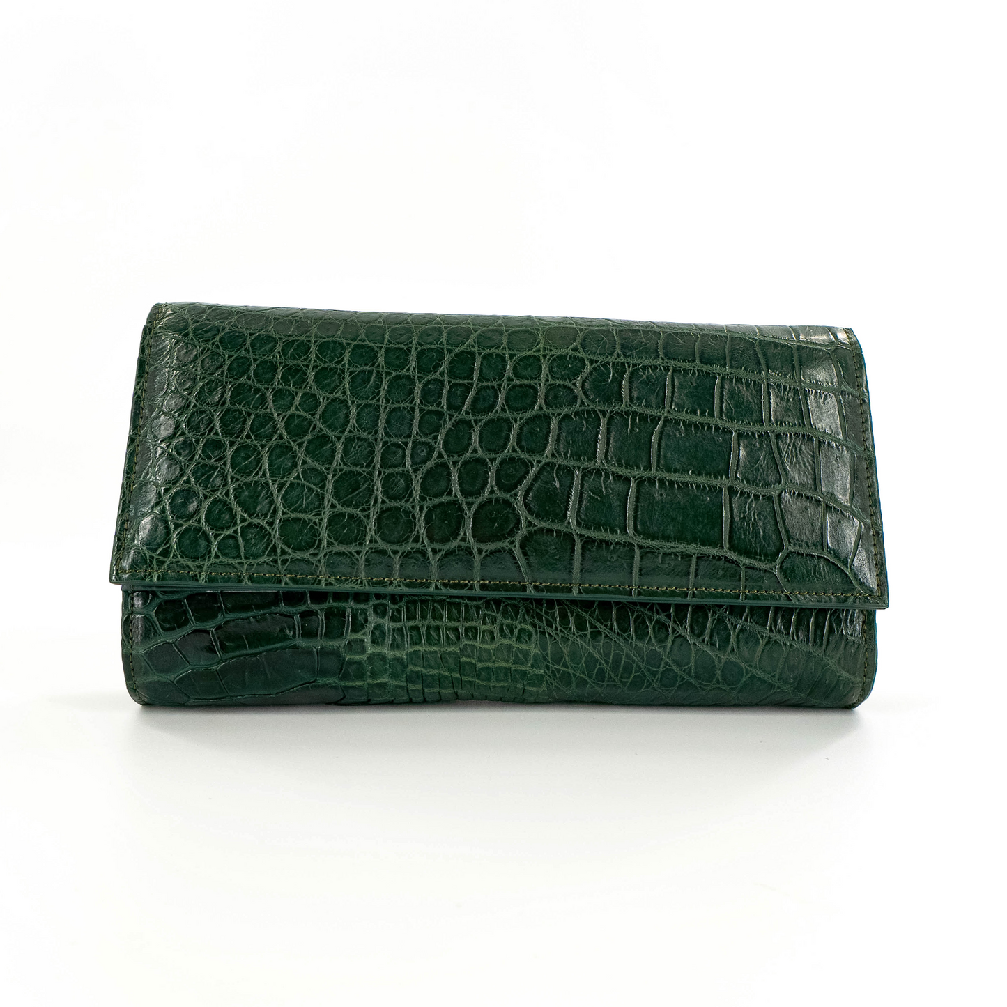 Pro Clutch in Matte Green Crocodile Belly Skin