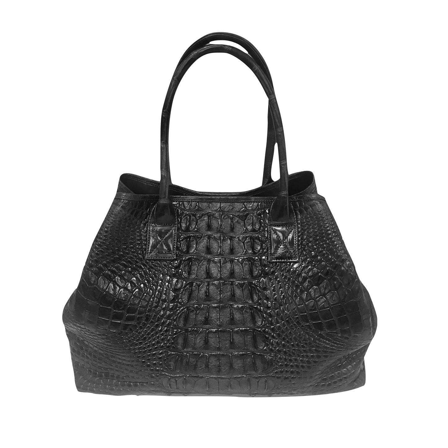 Rolls Royce Tote in Black Hornback Crocodile Skin