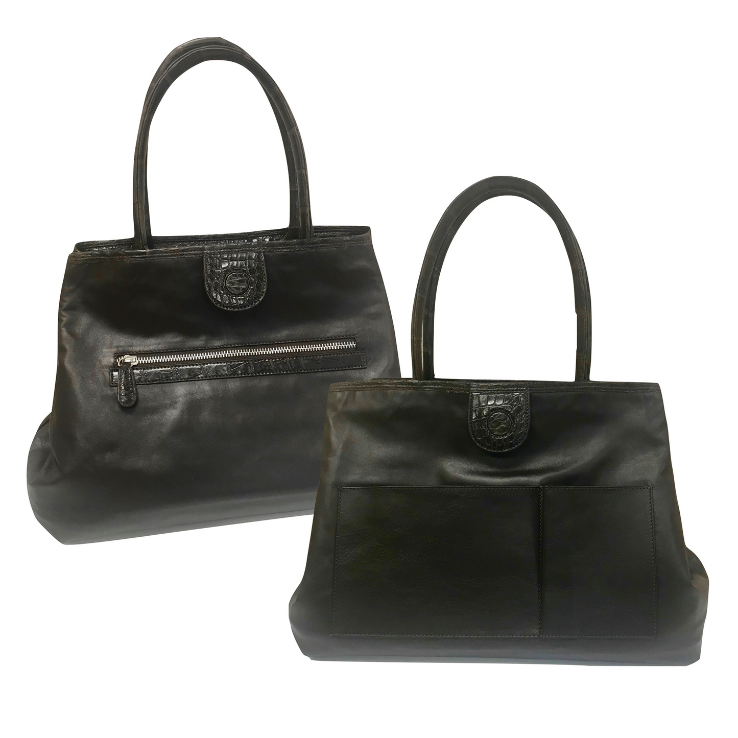 Rolls Royce Tote in Black Hornback Crocodile Skin