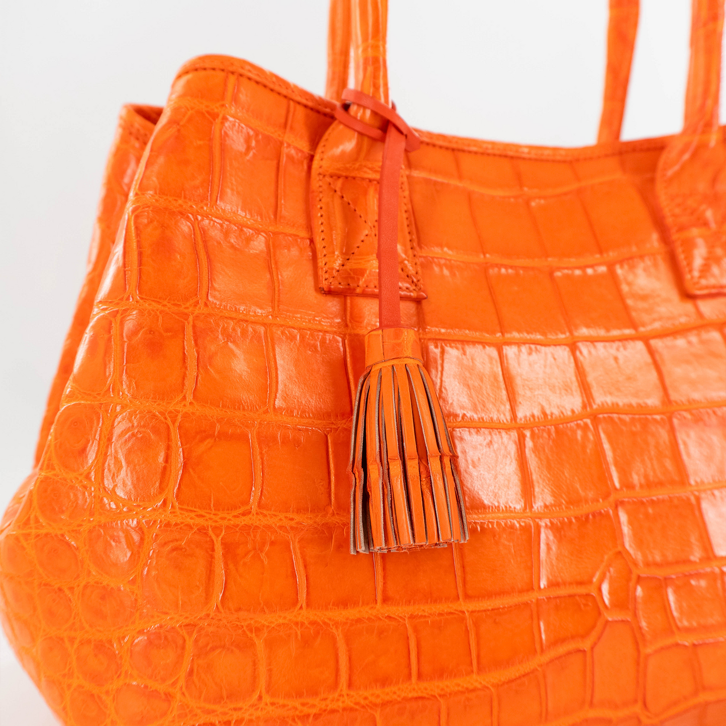 Rolls Royce Tote in Matte Orange Crocodile Belly Skin