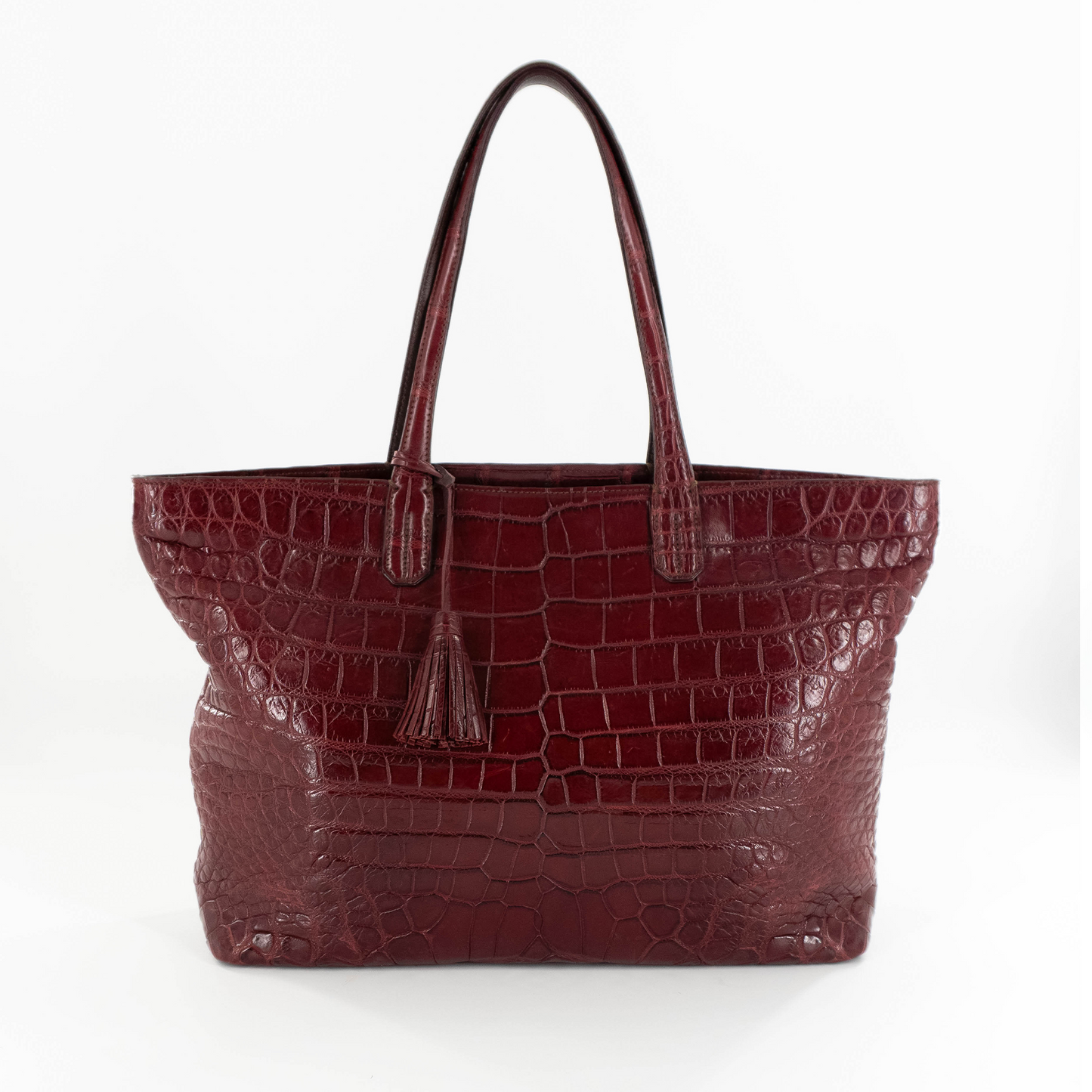 Simple Tote in Matte Burgundy Crocodile Belly Skin